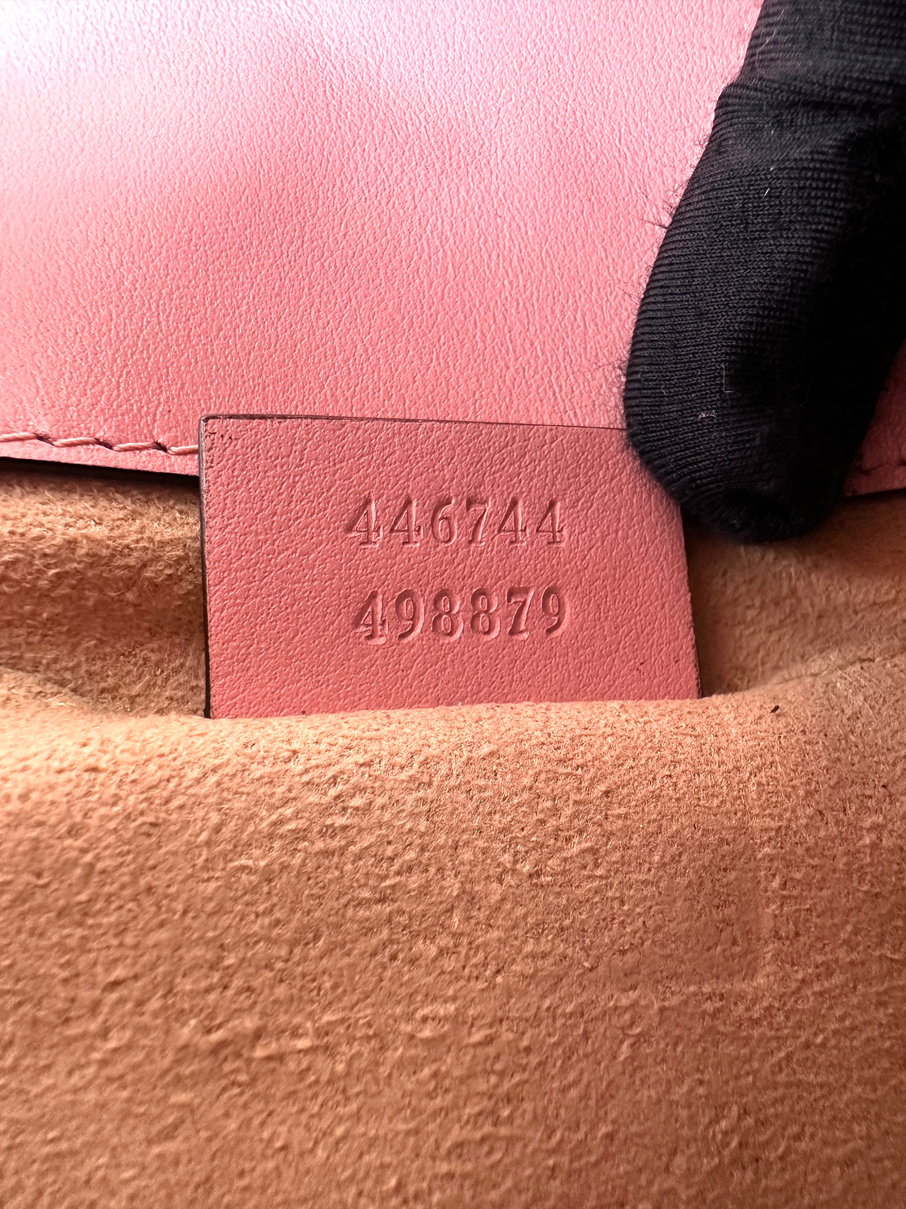Gucci GG Marmont Pink Chevron Matelasse Leather Small Size Chain Shoulder Bag GG823
