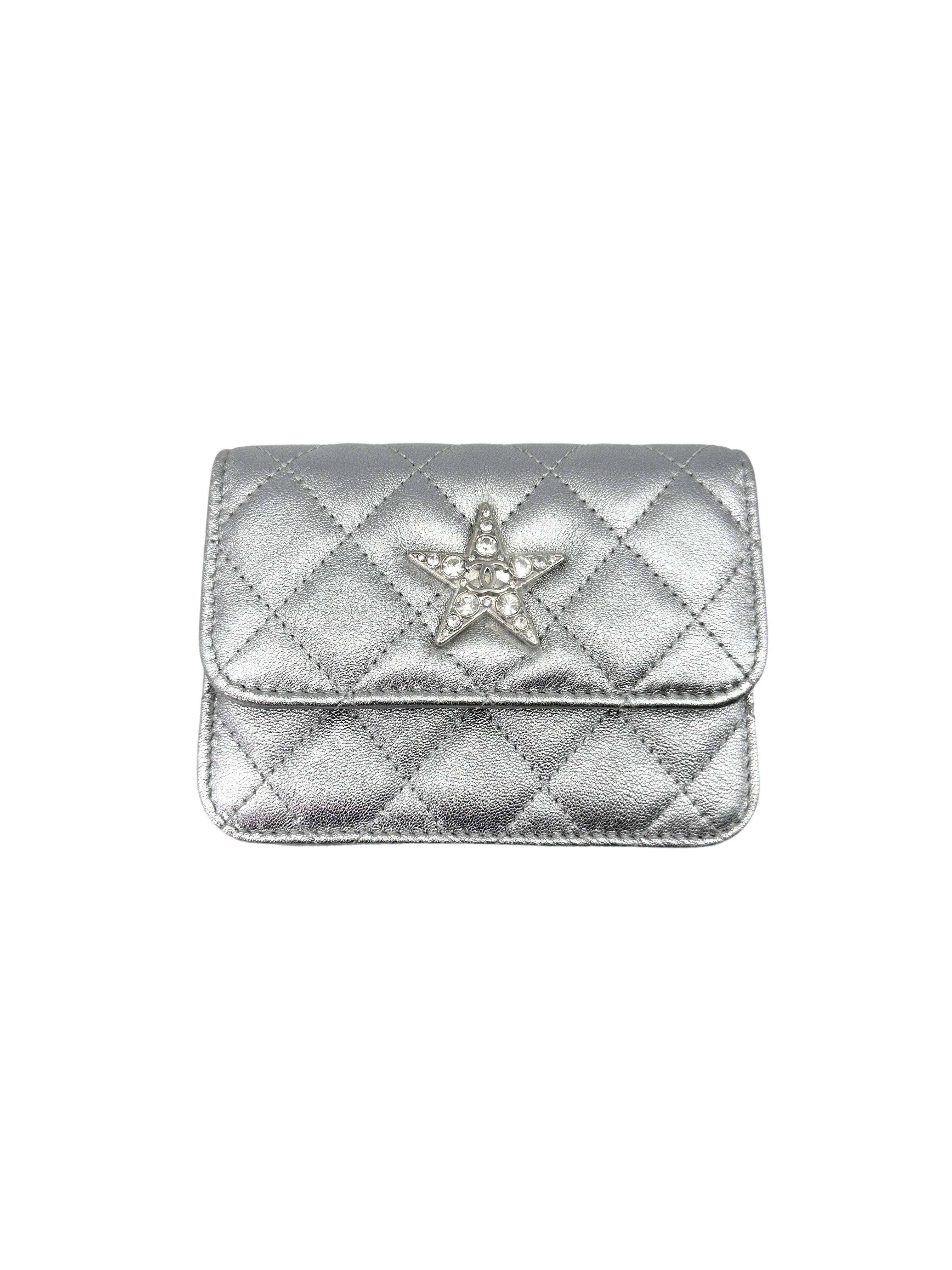 Chanel 24C Silver Quilted Star Crystal CC Mini Flap Bag(KK***N7) IRIS119
