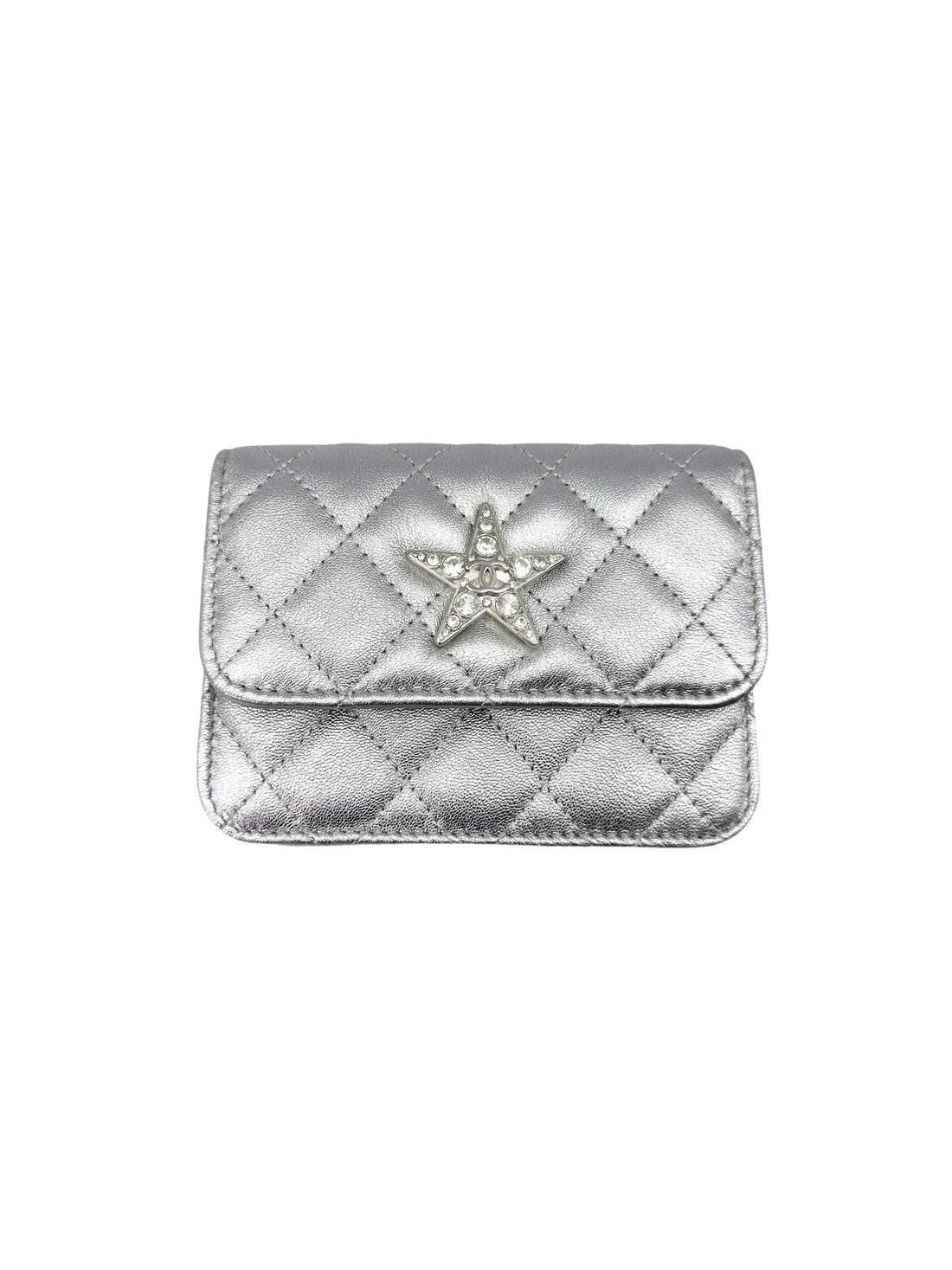 Chanel 24C Silver Quilted Star Crystal CC Mini Flap Bag(KK***N7) IRIS119