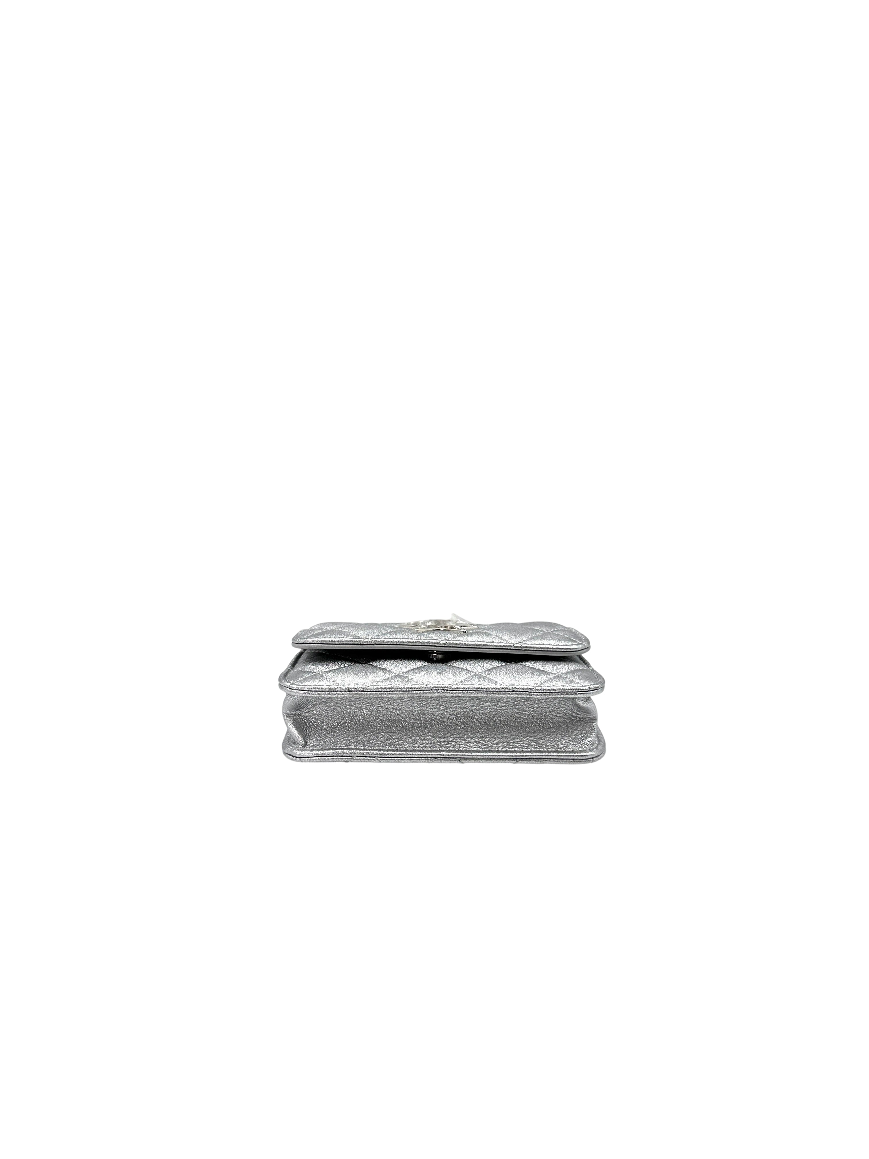Chanel 24C Silver Quilted Star Crystal CC Mini Flap Bag(KK***N7) IRIS119