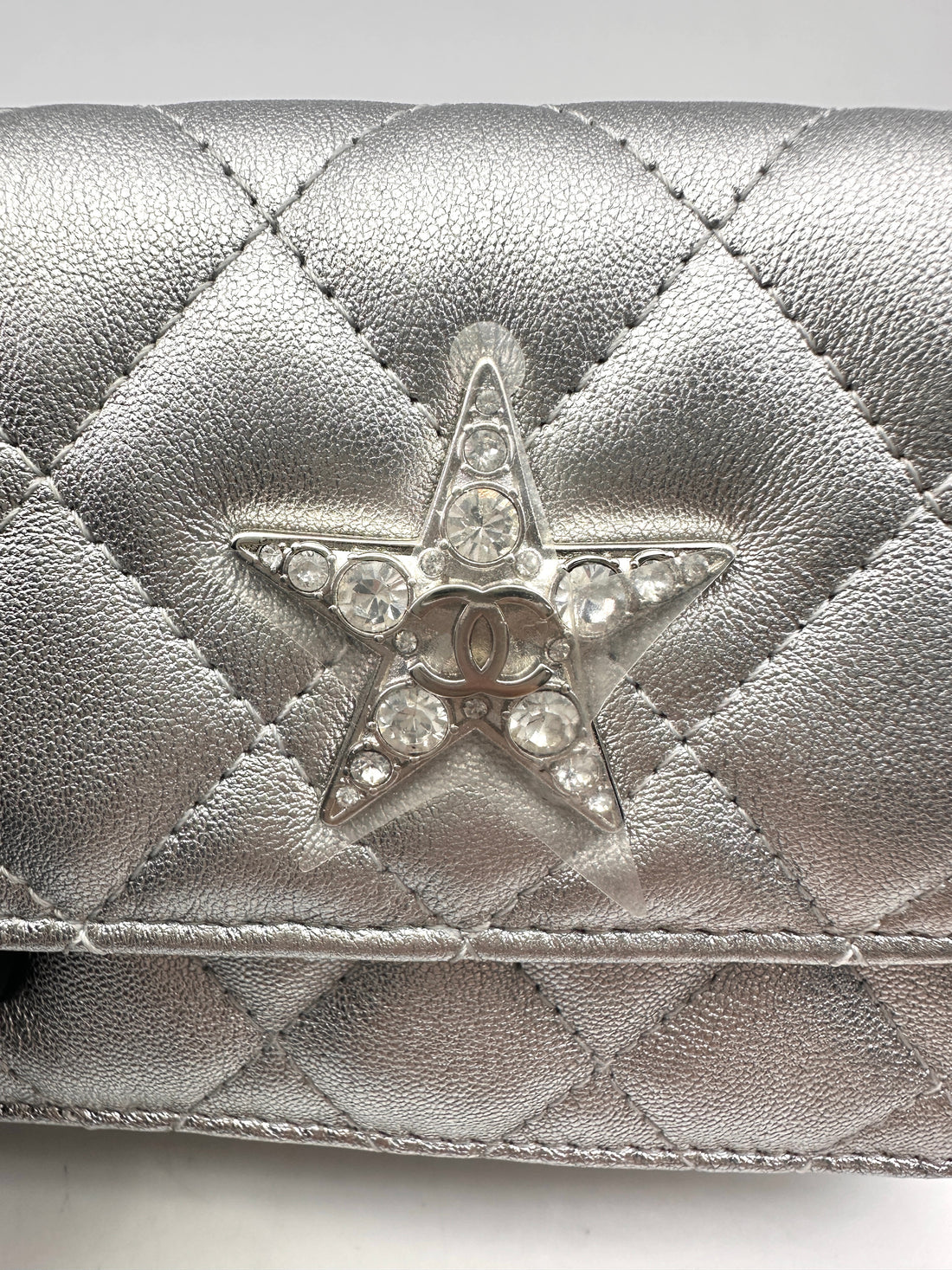 Chanel 24C Silver Quilted Star Crystal CC Mini Flap Bag(KK***N7) IRIS119