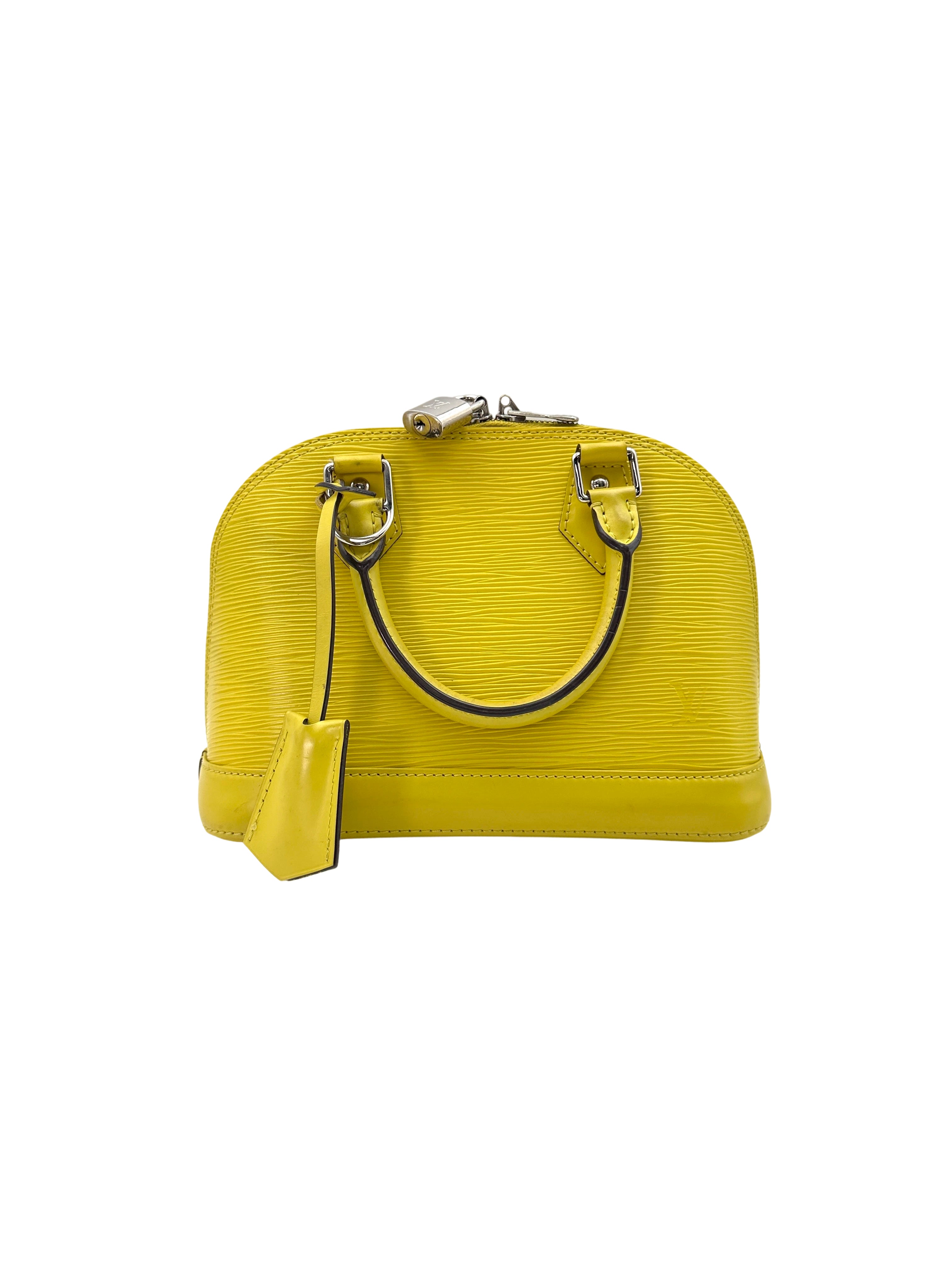 Louis Vuitton Alma BB Yellow Epi Leather Handle Bag LV2348