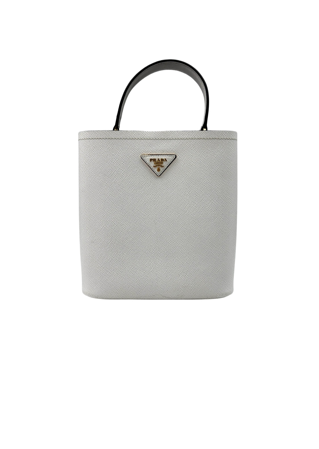 Prada Panier White Saffiano Leather Bucket Bag PR229