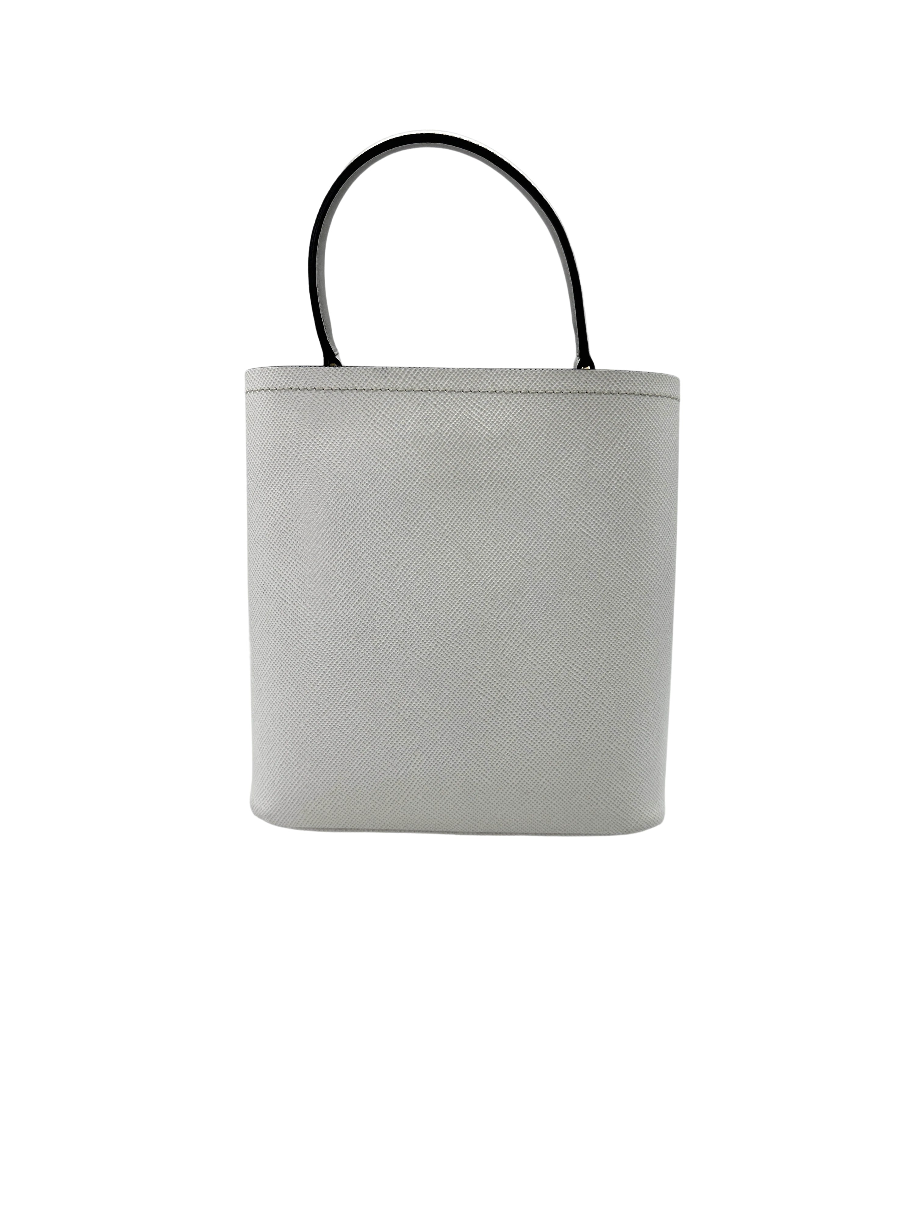 Prada Panier White Saffiano Leather Bucket Bag PR229