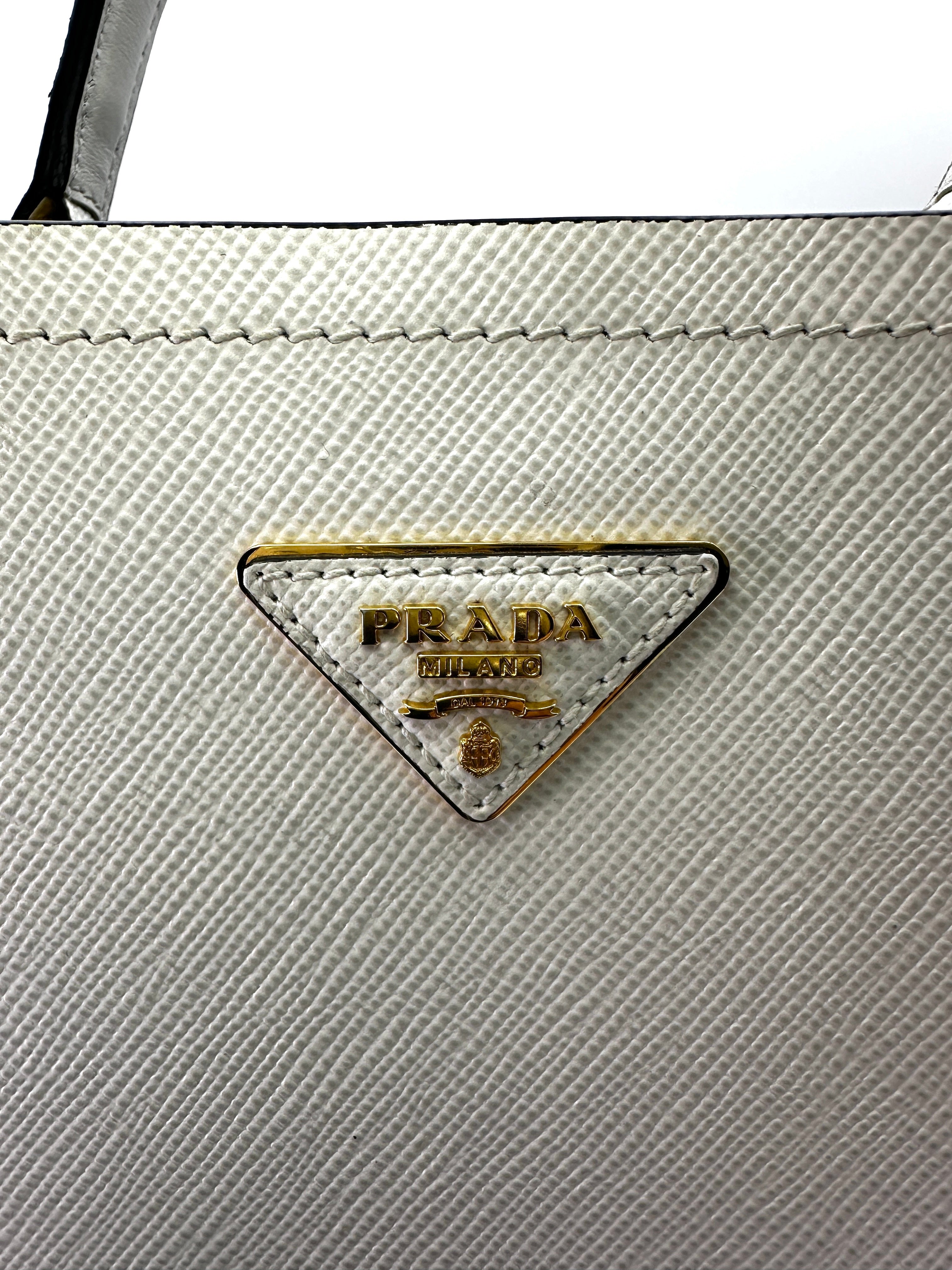 Prada Panier White Saffiano Leather Bucket Bag PR229