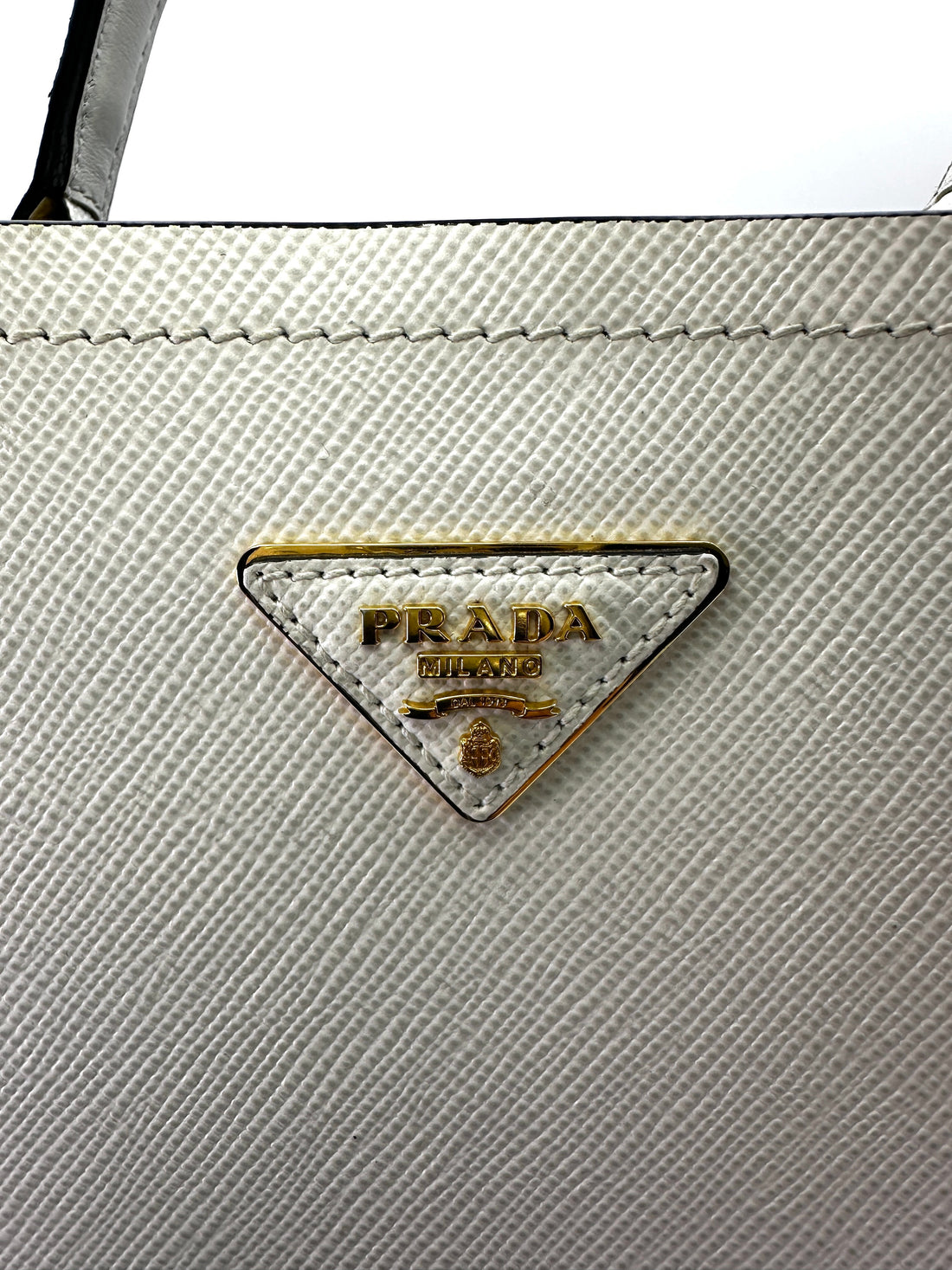 Prada Panier White Saffiano Leather Bucket Bag PR229