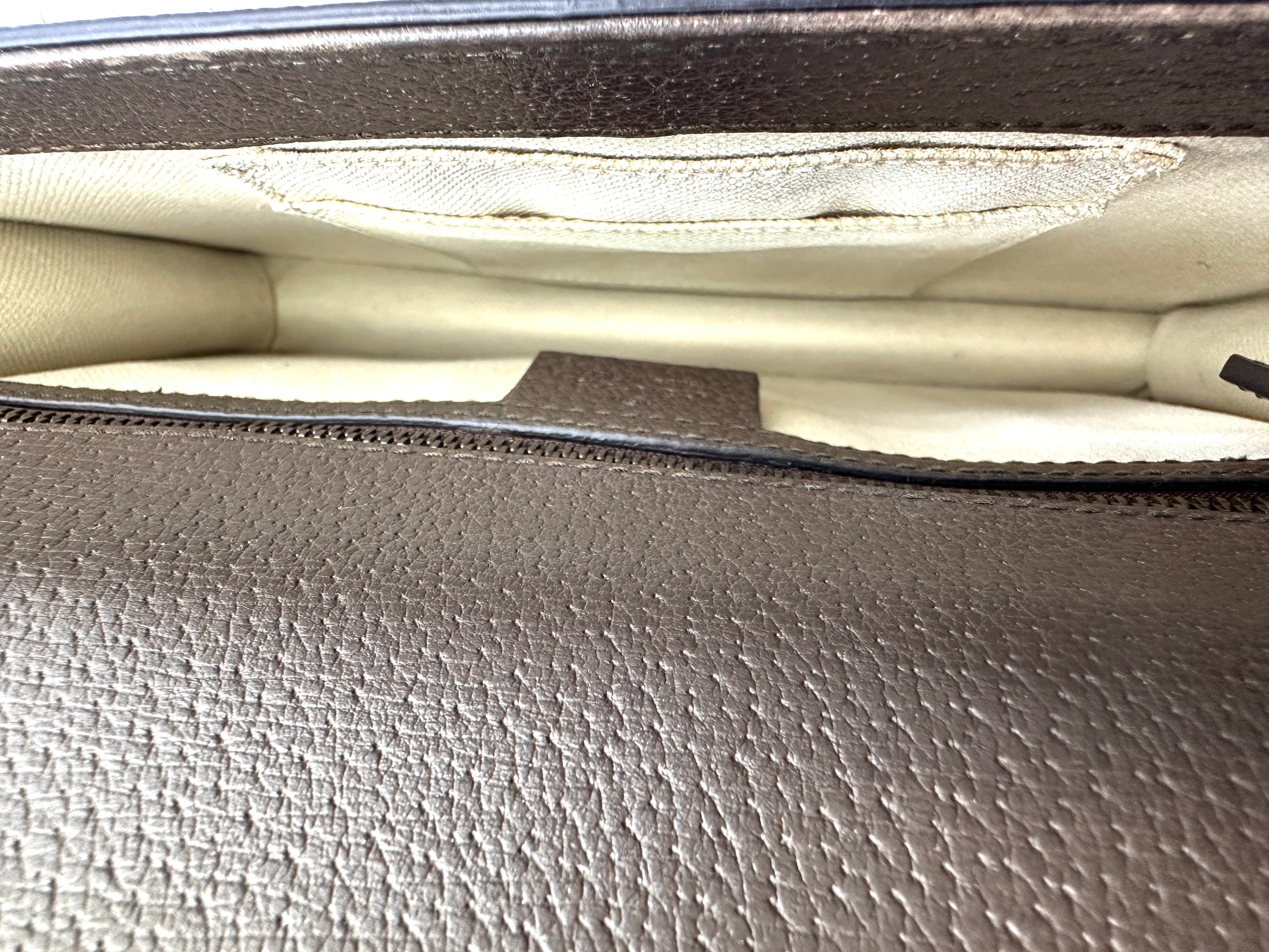 Gucci Animalier Brown Leather Web Tiger Head Chain Shoulder Bag GG822
