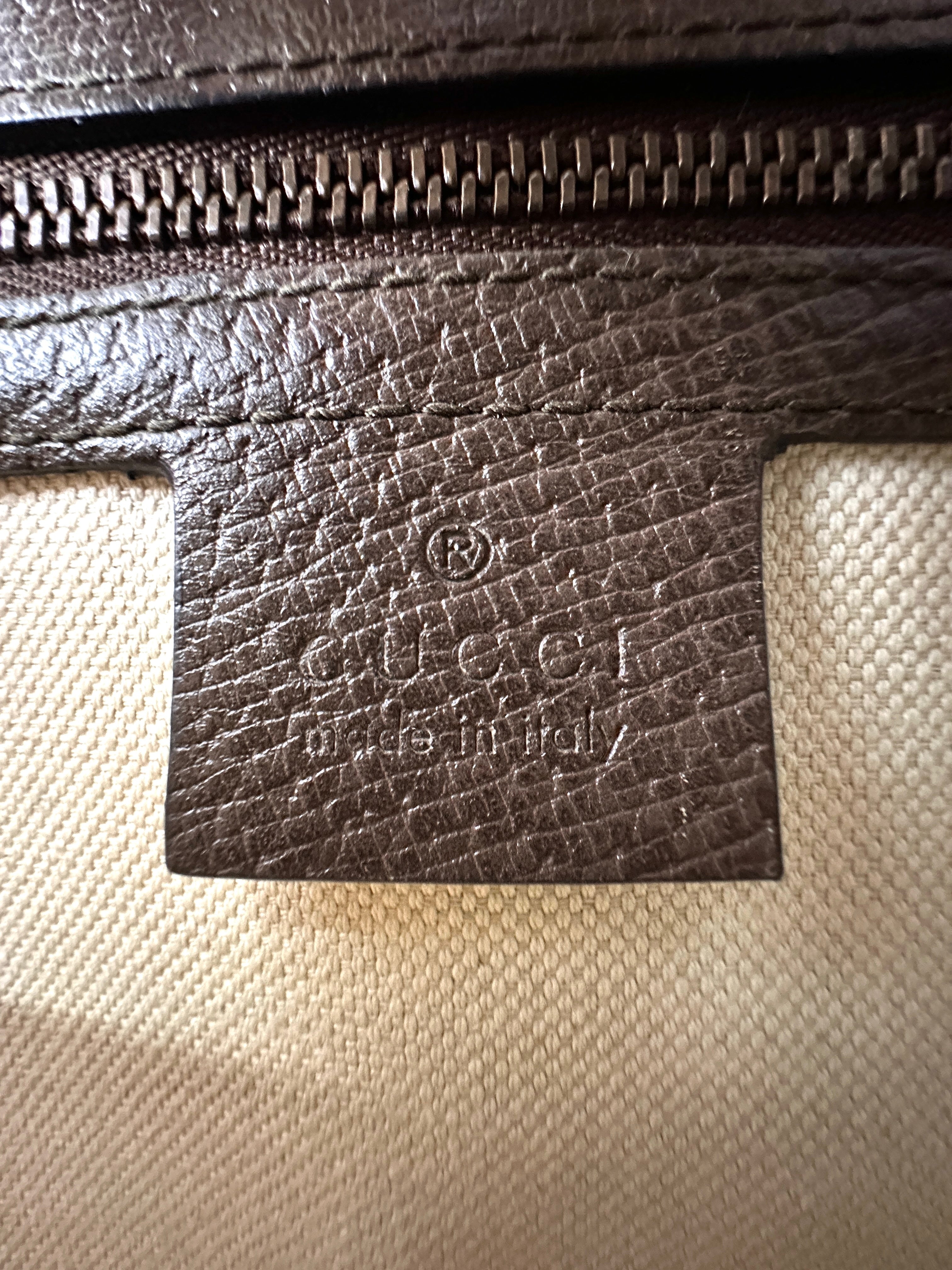 Gucci Animalier Brown Leather Web Tiger Head Chain Shoulder Bag GG822