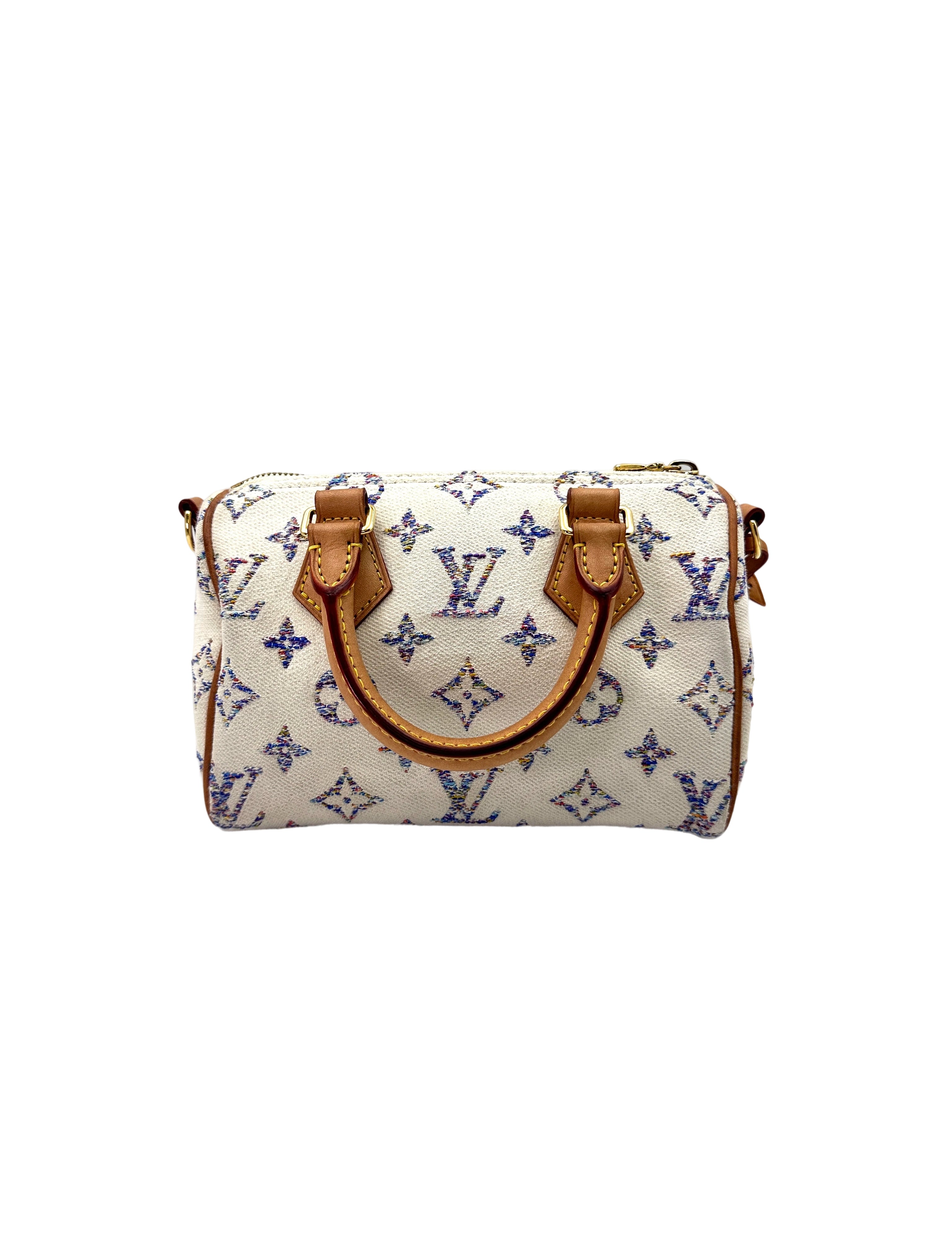 Louis Vuitton Nautical Nano Speedy20 White/Blue Monogram Jacquard Handle Bag LV2350