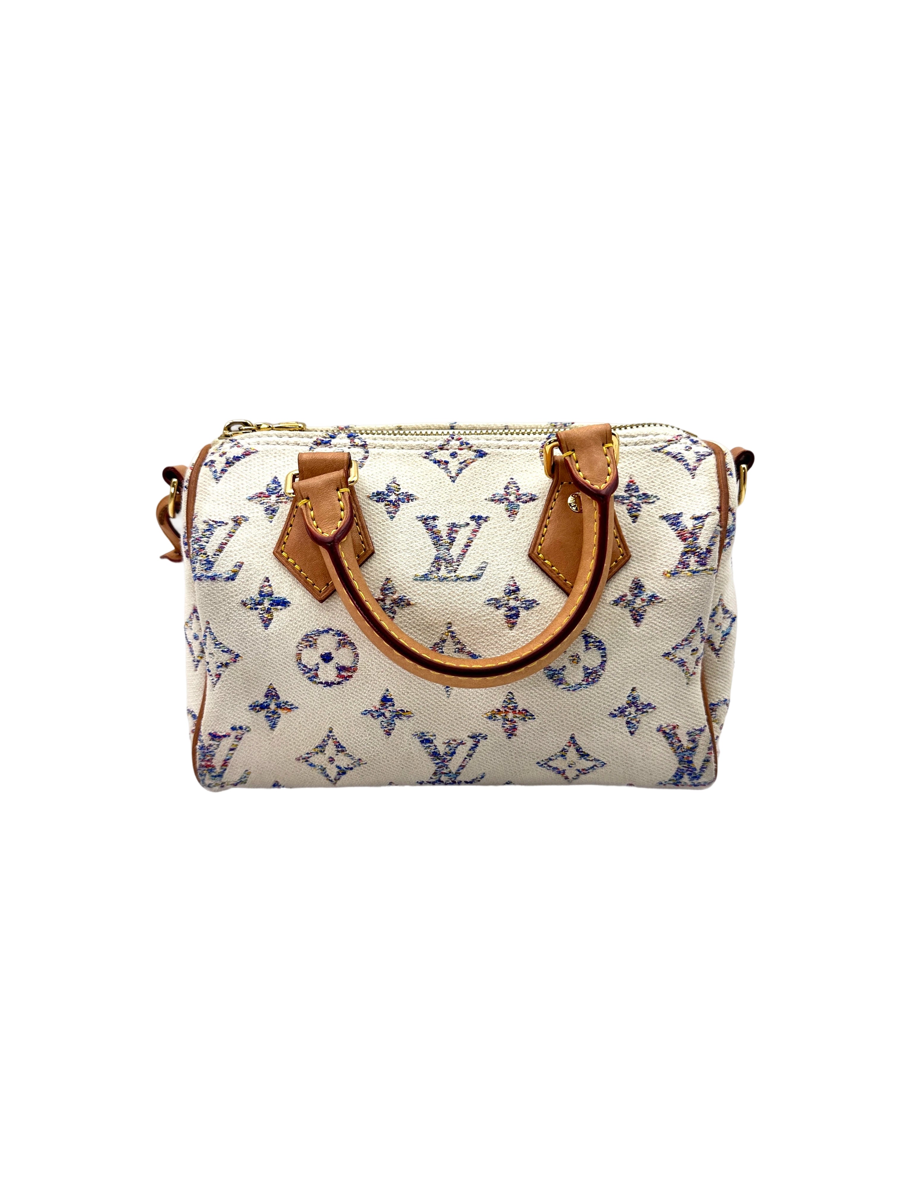 Louis Vuitton Nautical Nano Speedy20 White/Blue Monogram Jacquard Handle Bag LV2350