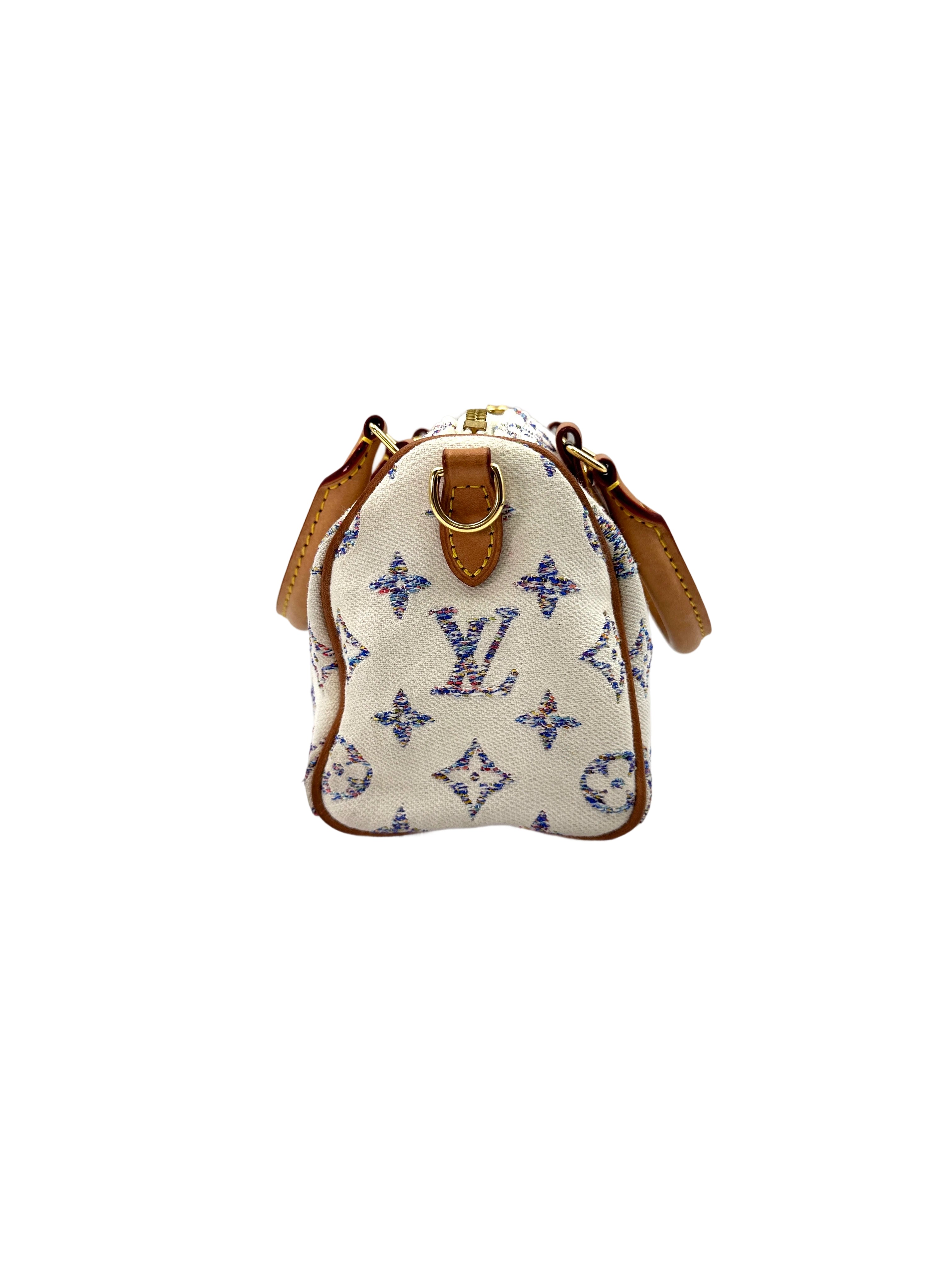 Louis Vuitton Nautical Nano Speedy20 White/Blue Monogram Jacquard Handle Bag LV2350