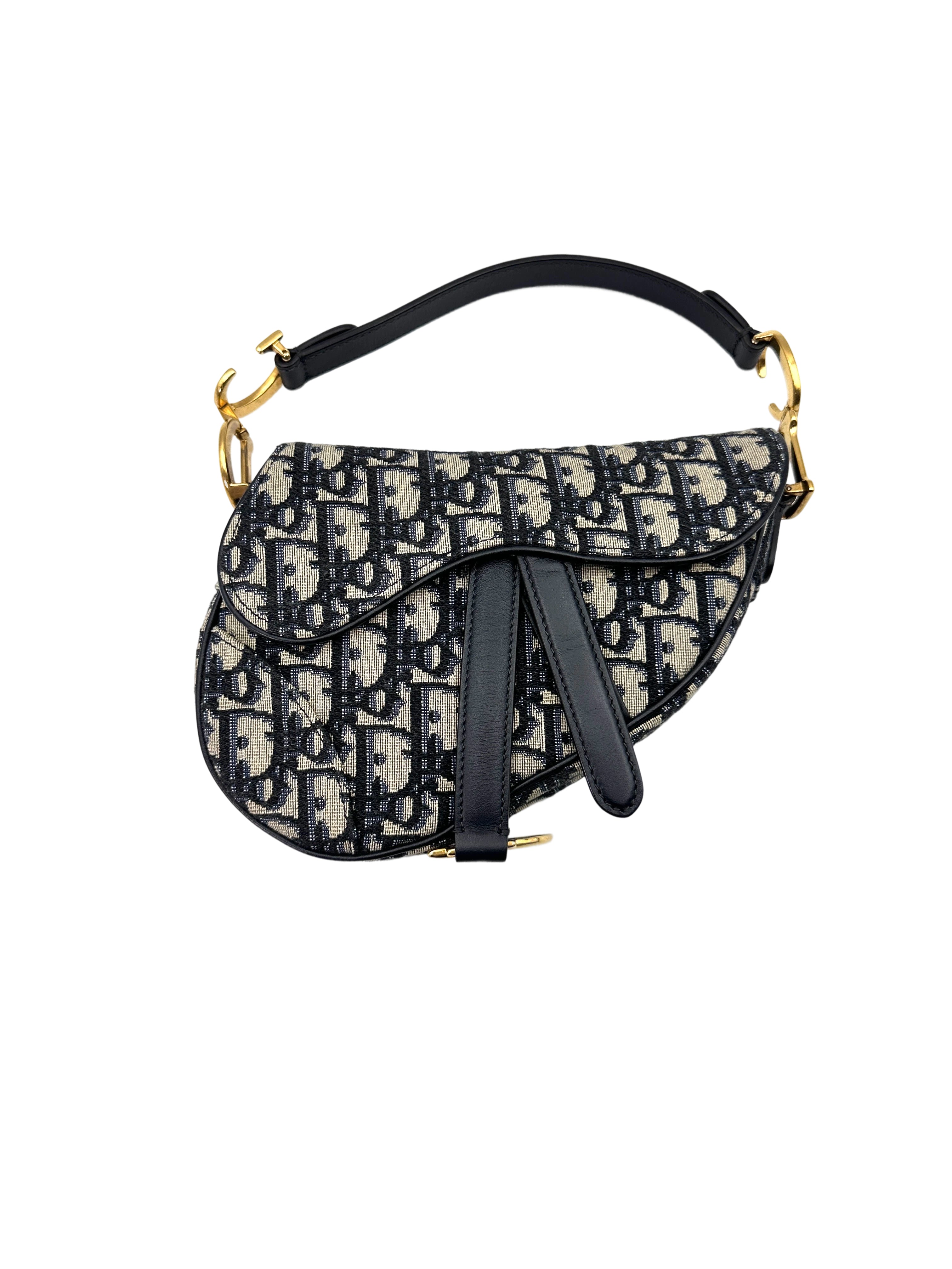 Christian Dior Oblique Black Jacquard Small Size Saddle Bag DR636