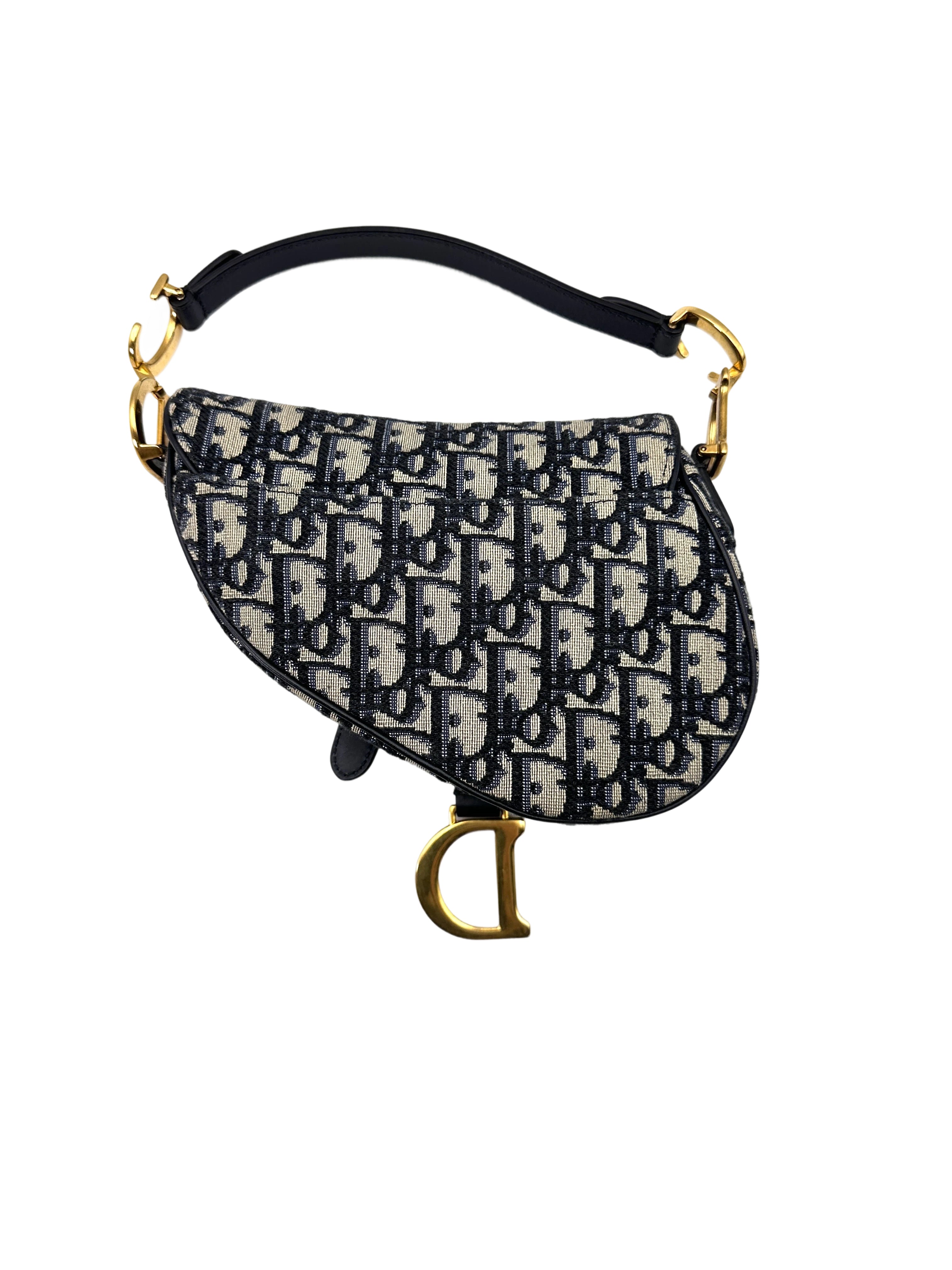 Christian Dior Oblique Black Jacquard Small Size Saddle Bag DR636
