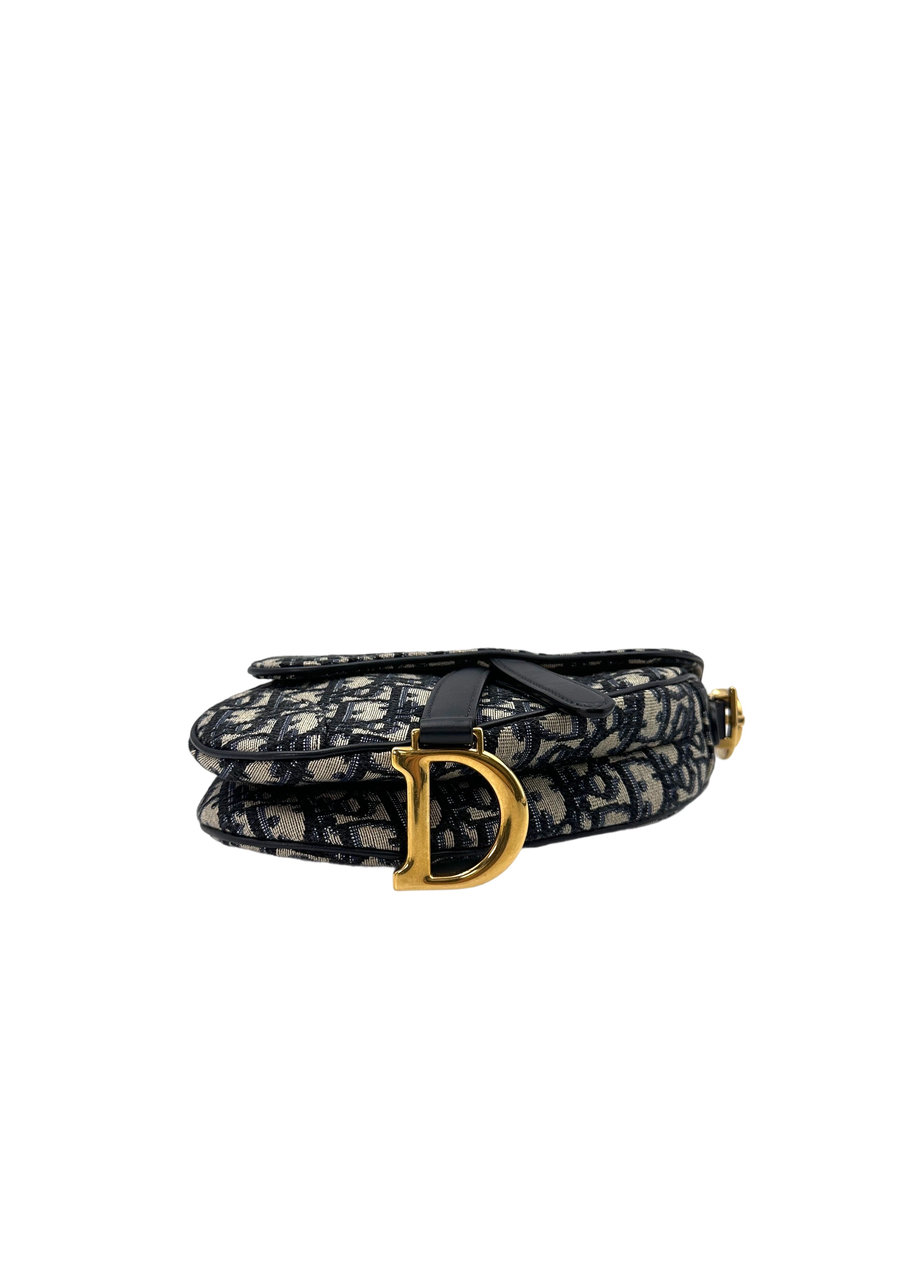 Christian Dior Oblique Black Jacquard Small Size Saddle Bag DR636