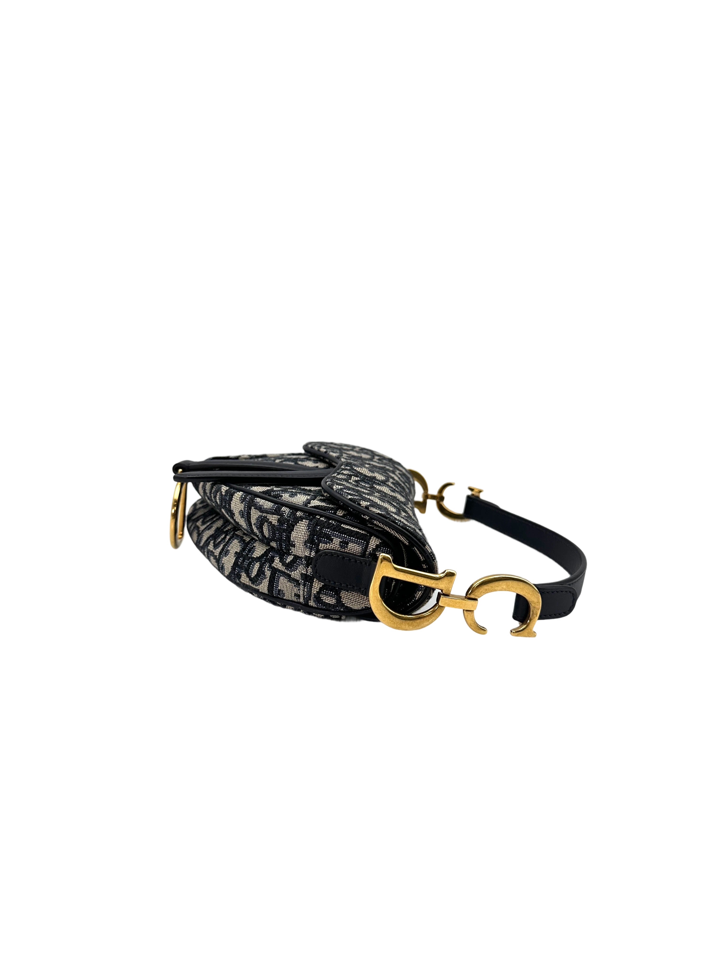 Christian Dior Oblique Black Jacquard Small Size Saddle Bag DR636