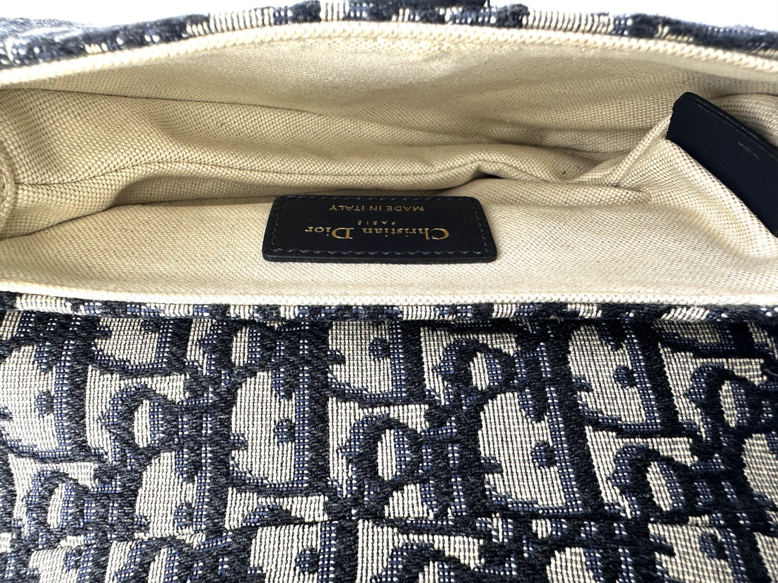 Christian Dior Oblique Black Jacquard Small Size Saddle Bag DR636
