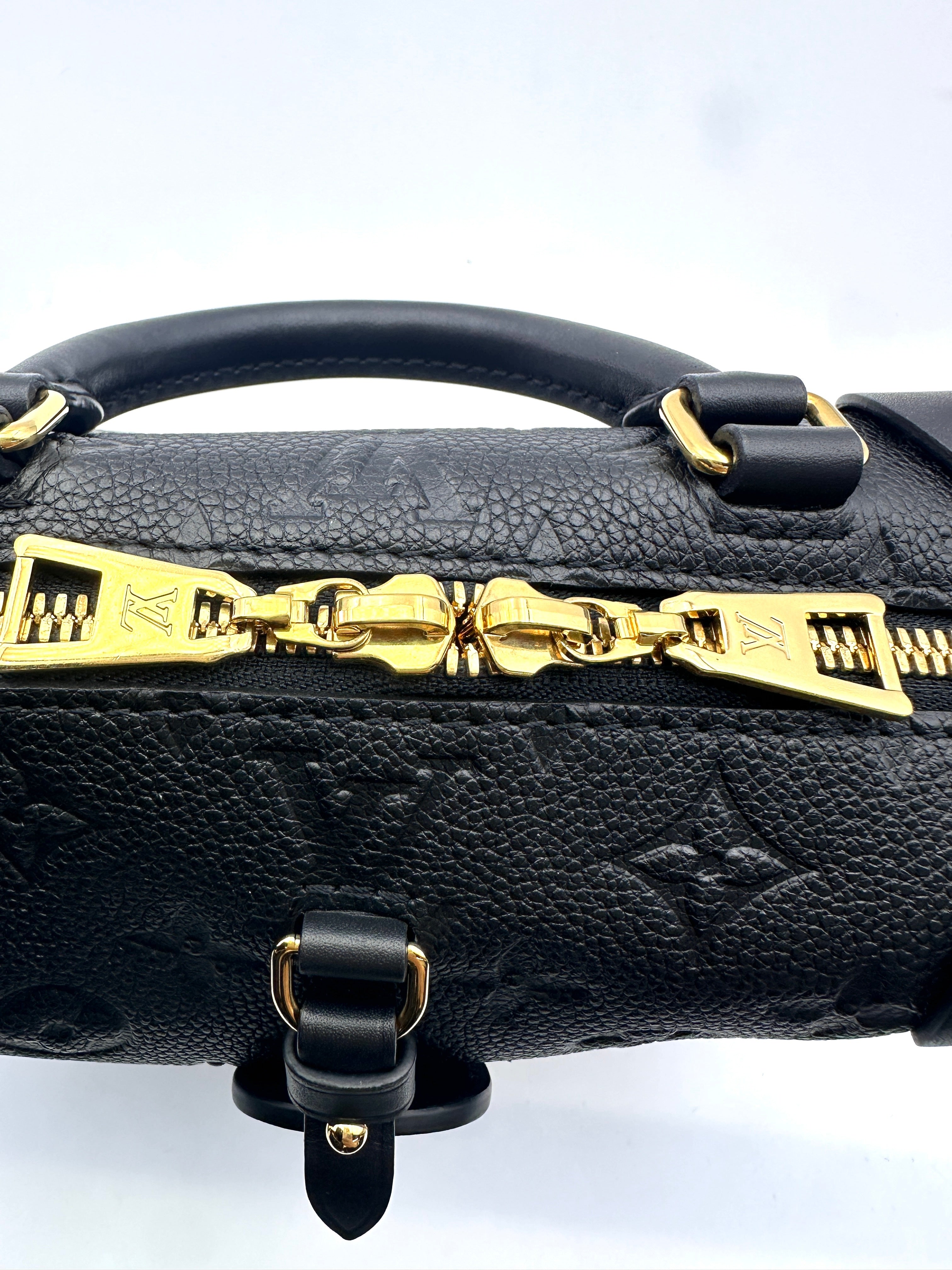 Louis Vuitton Petite Malle Souple Black Monogram Empreinte Handle Bag LV2355