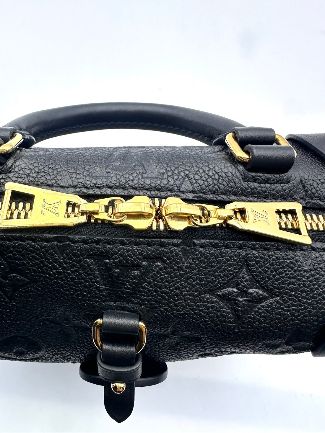 Louis Vuitton Petite Malle Souple Black Monogram Empreinte Handle Bag LV2355