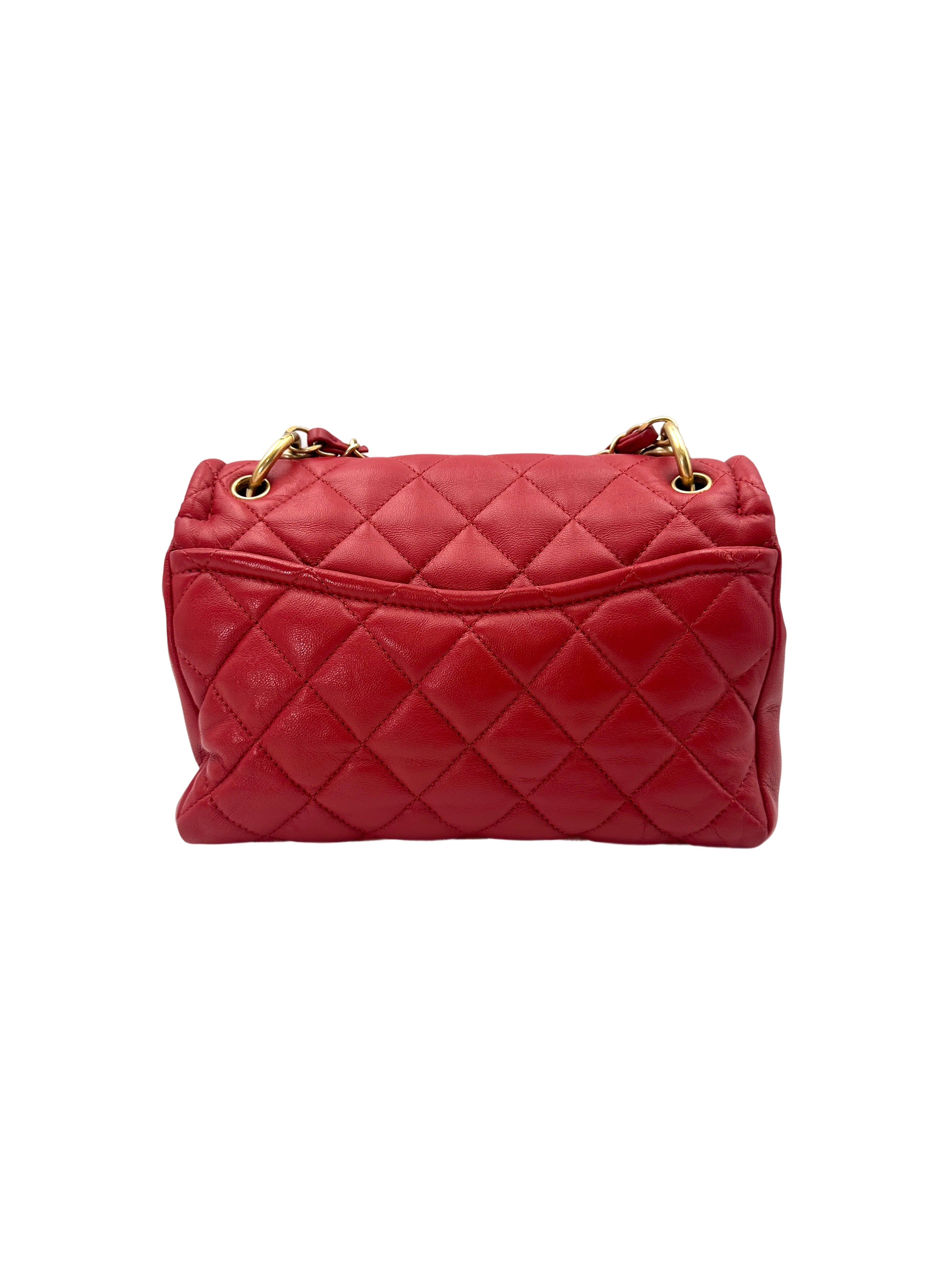 Chanel Red Quilted Leather Flap Bag With Gold Hardware(28***02) CC1655