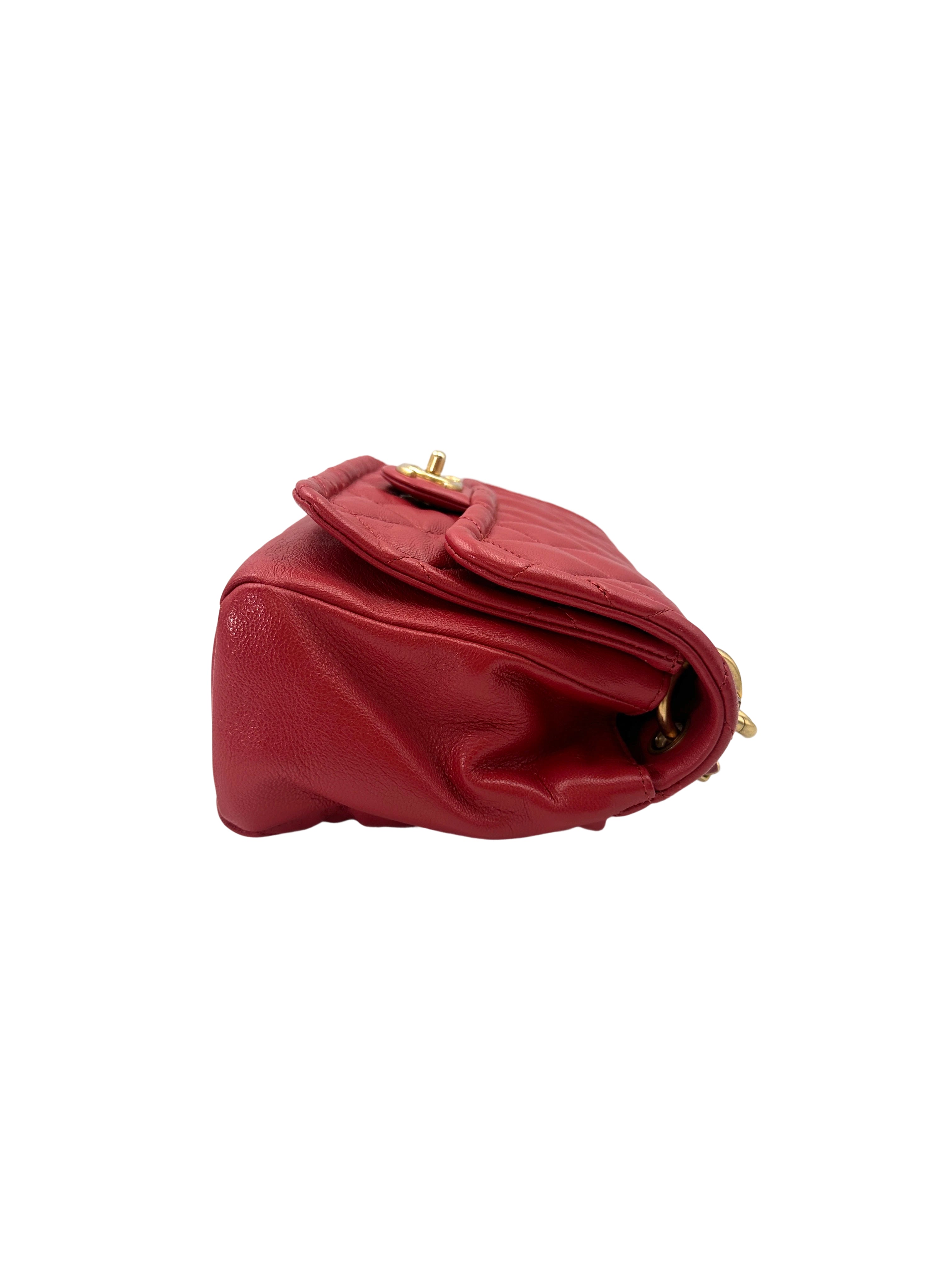 Chanel Red Quilted Leather Flap Bag With Gold Hardware(28***02) CC1655