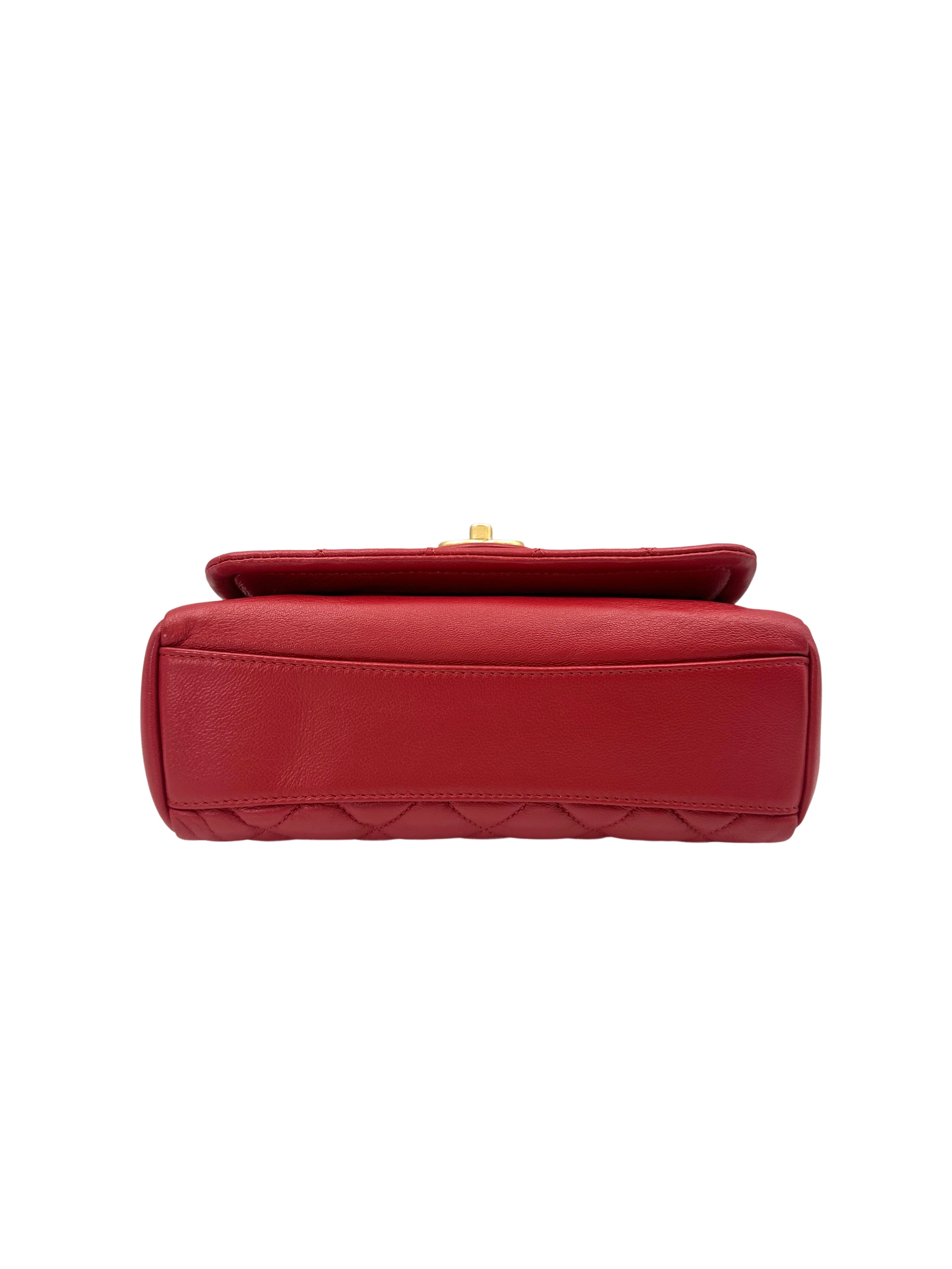 Chanel Red Quilted Leather Flap Bag With Gold Hardware(28***02) CC1655