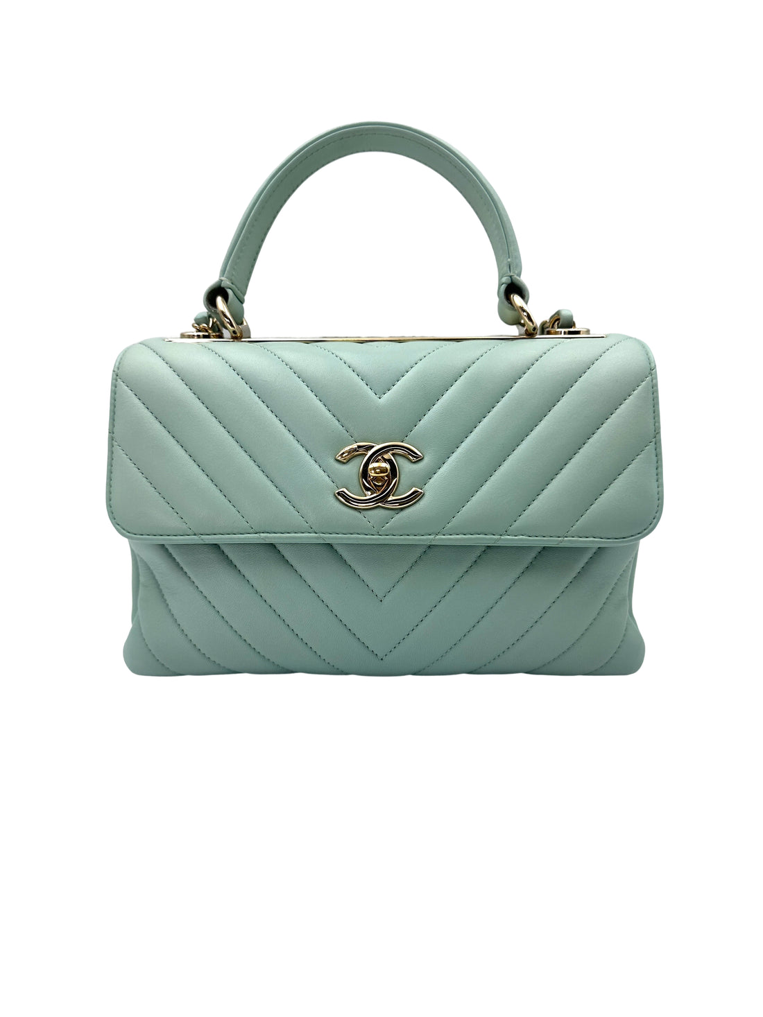 Chanel Trendy CC Blue Chevron Quilted Leather Medium Size Handle Bag(26***83) CC1654