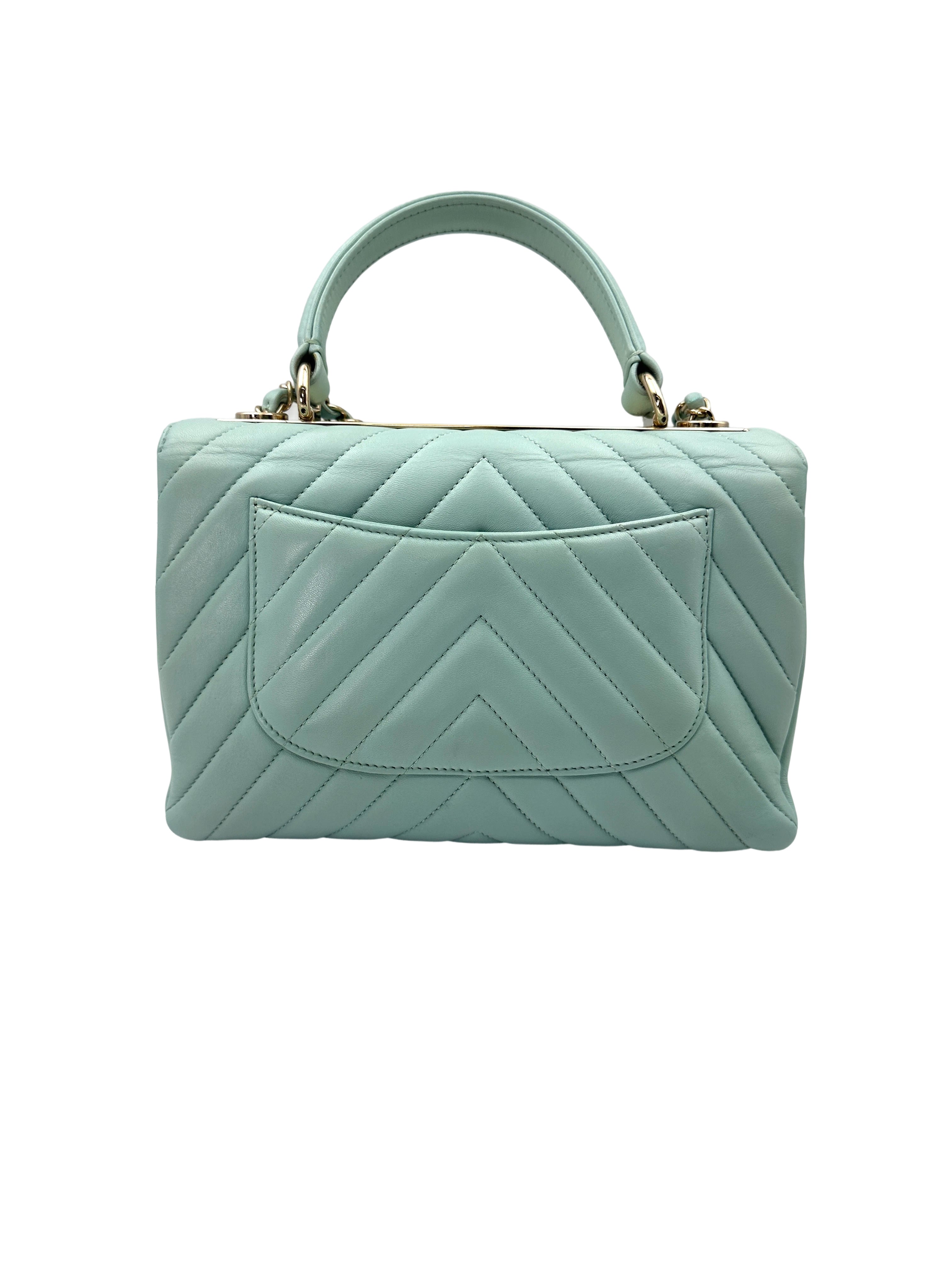 Chanel Trendy CC Blue Chevron Quilted Leather Medium Size Handle Bag(26***83) CC1654