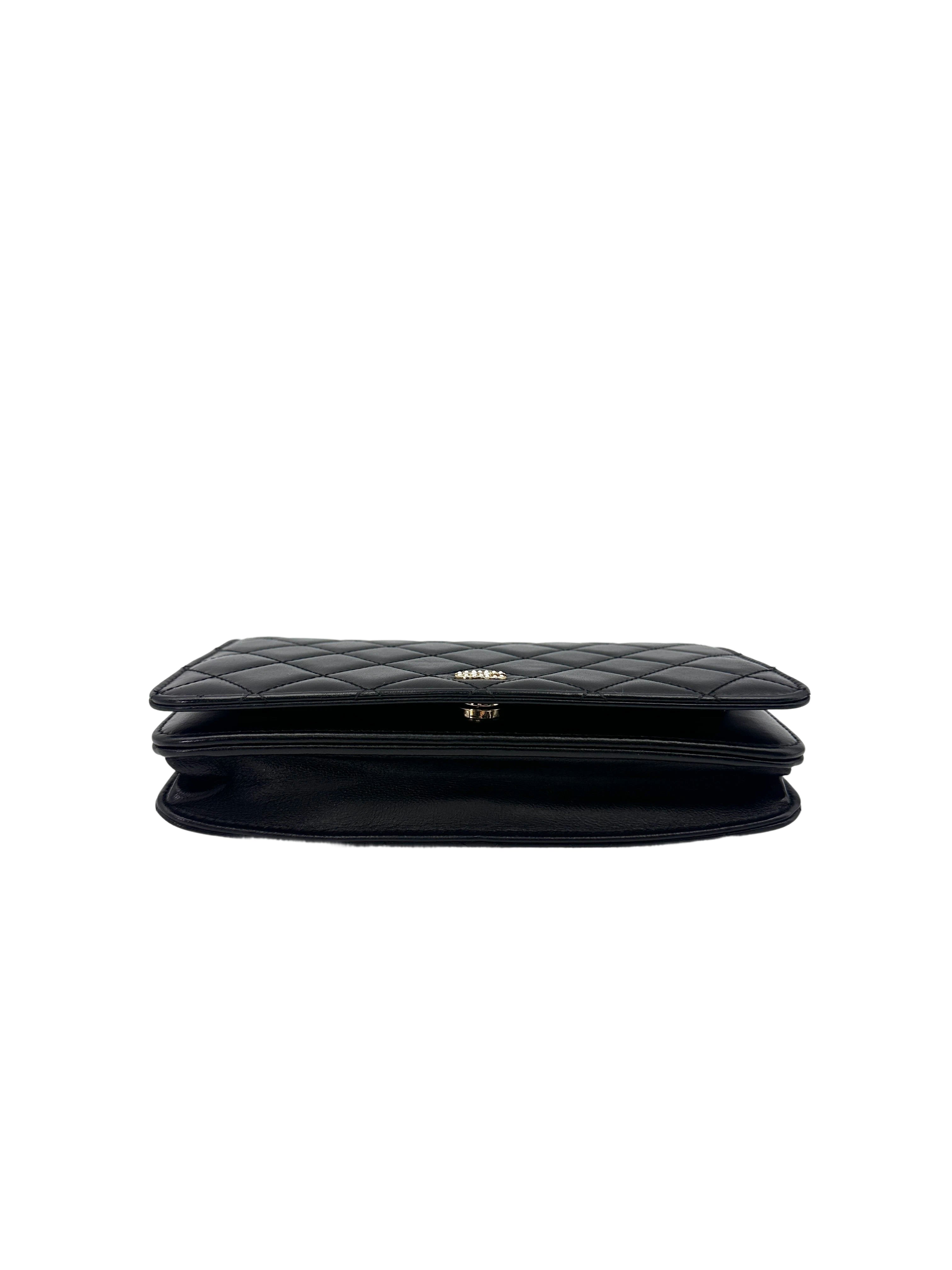 Chanel Black Quilted Lambskin Wallet On Chain With Gold Buckle(24***45) CC1656