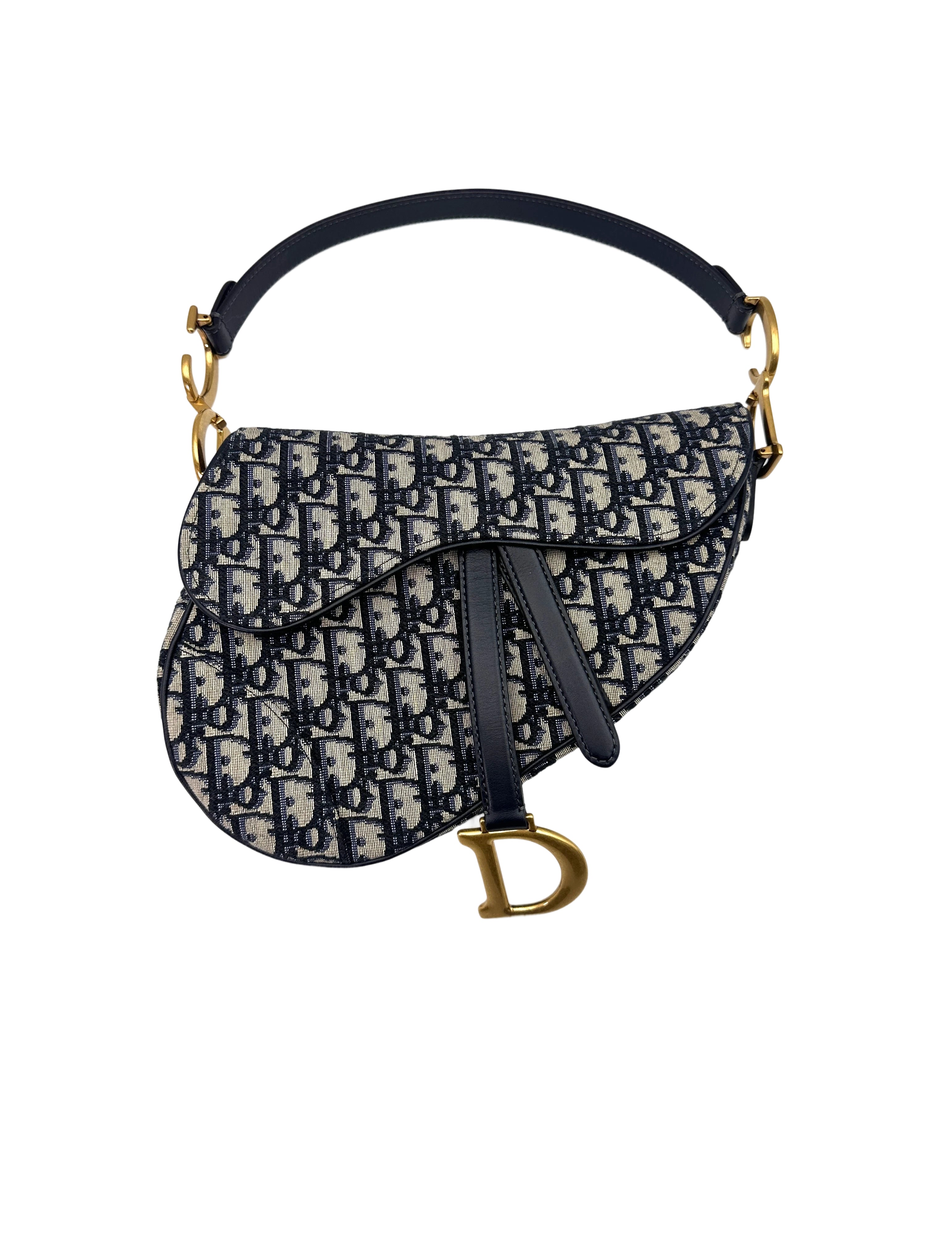 Christian Dior Oblique Black Jacquard Medium Size Saddle Bag DR637