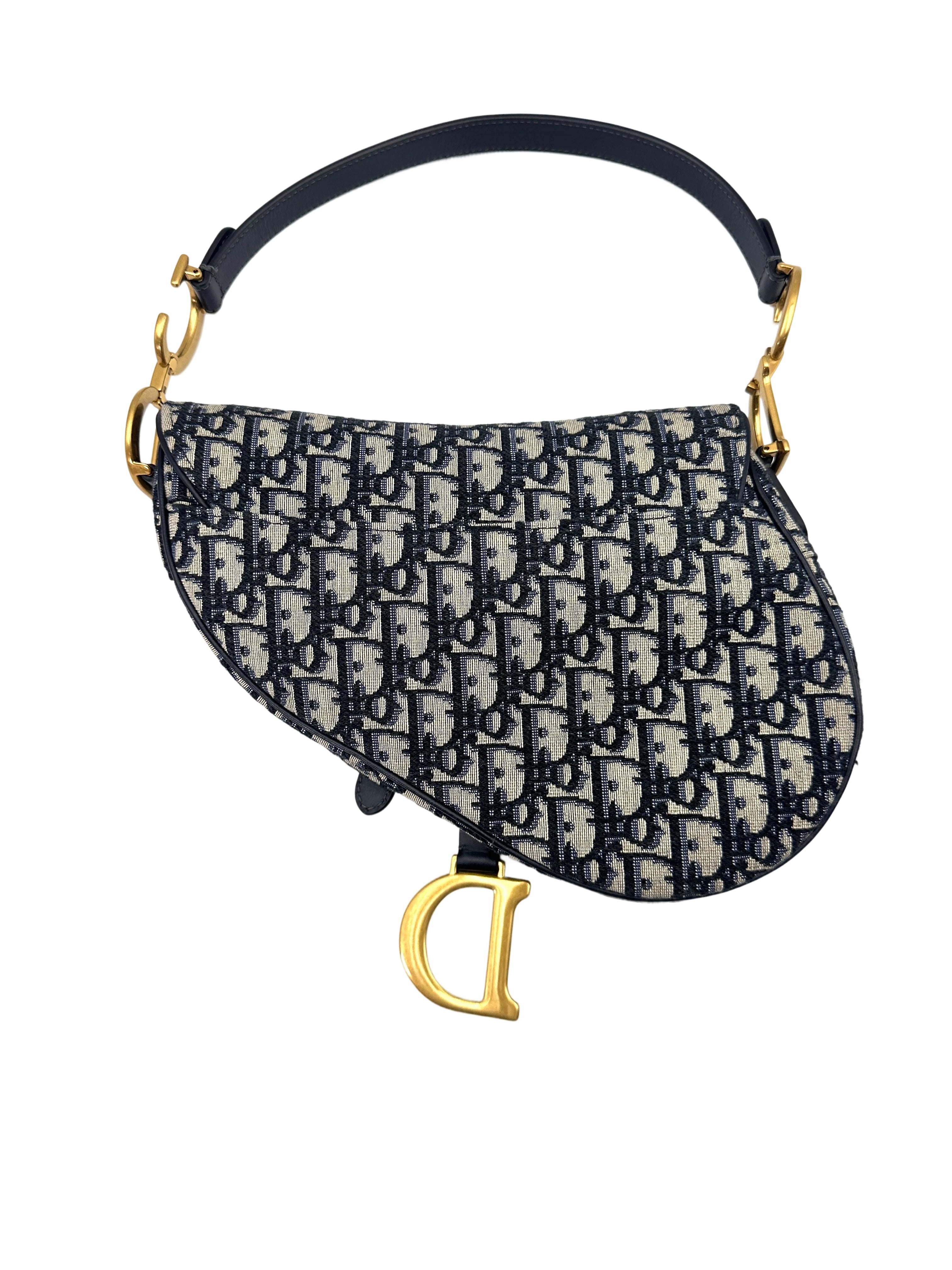 Christian Dior Oblique Black Jacquard Medium Size Saddle Bag DR637