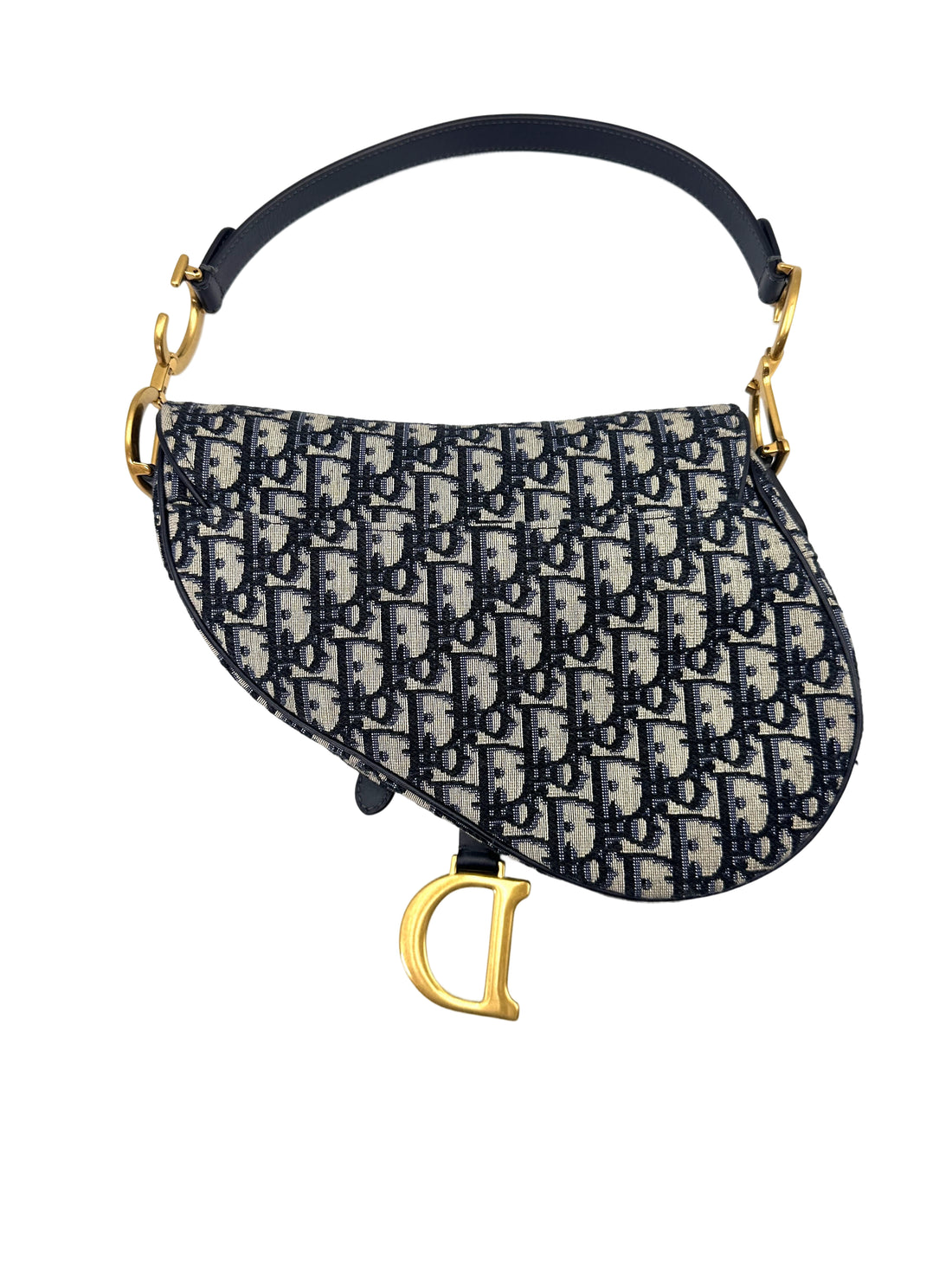 Christian Dior Oblique Black Jacquard Medium Size Saddle Bag DR637