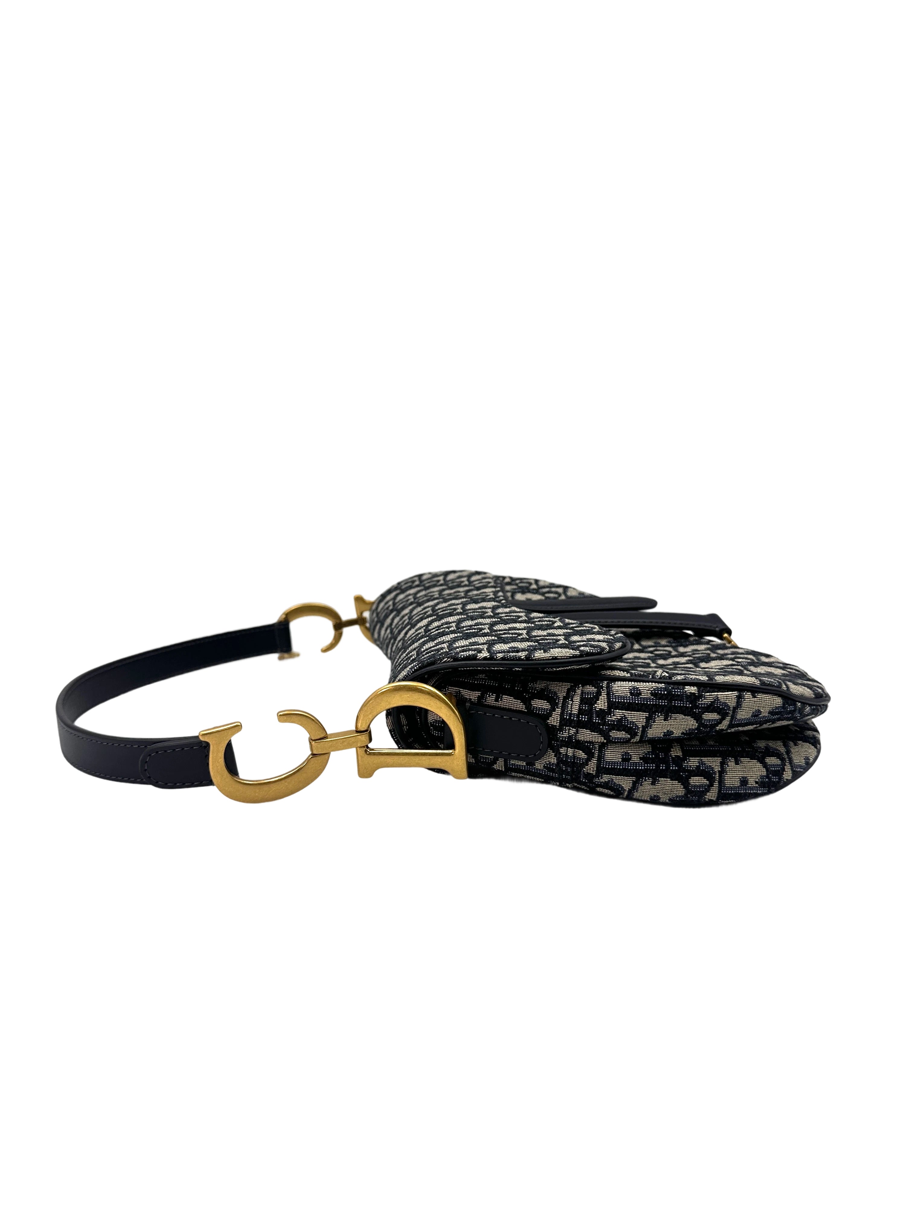Christian Dior Oblique Black Jacquard Medium Size Saddle Bag DR637