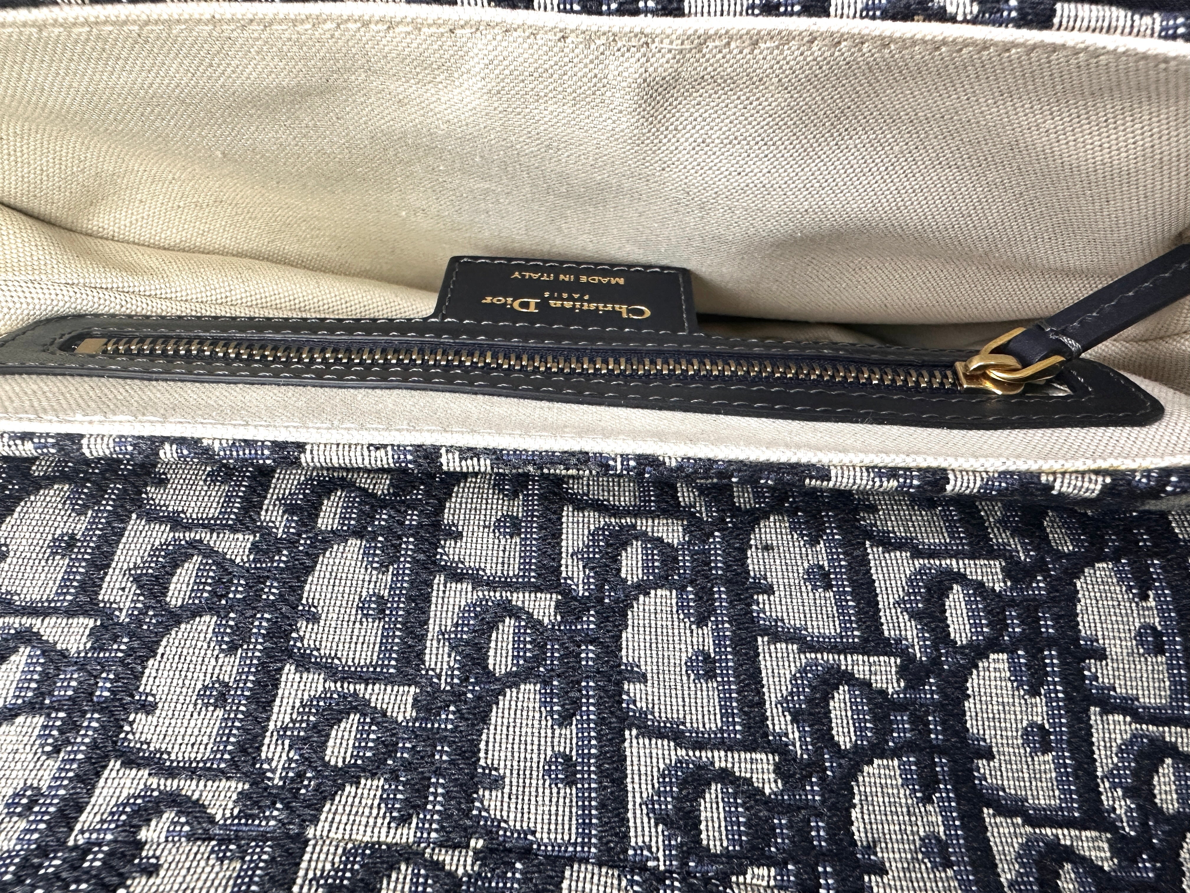 Christian Dior Oblique Black Jacquard Medium Size Saddle Bag DR637