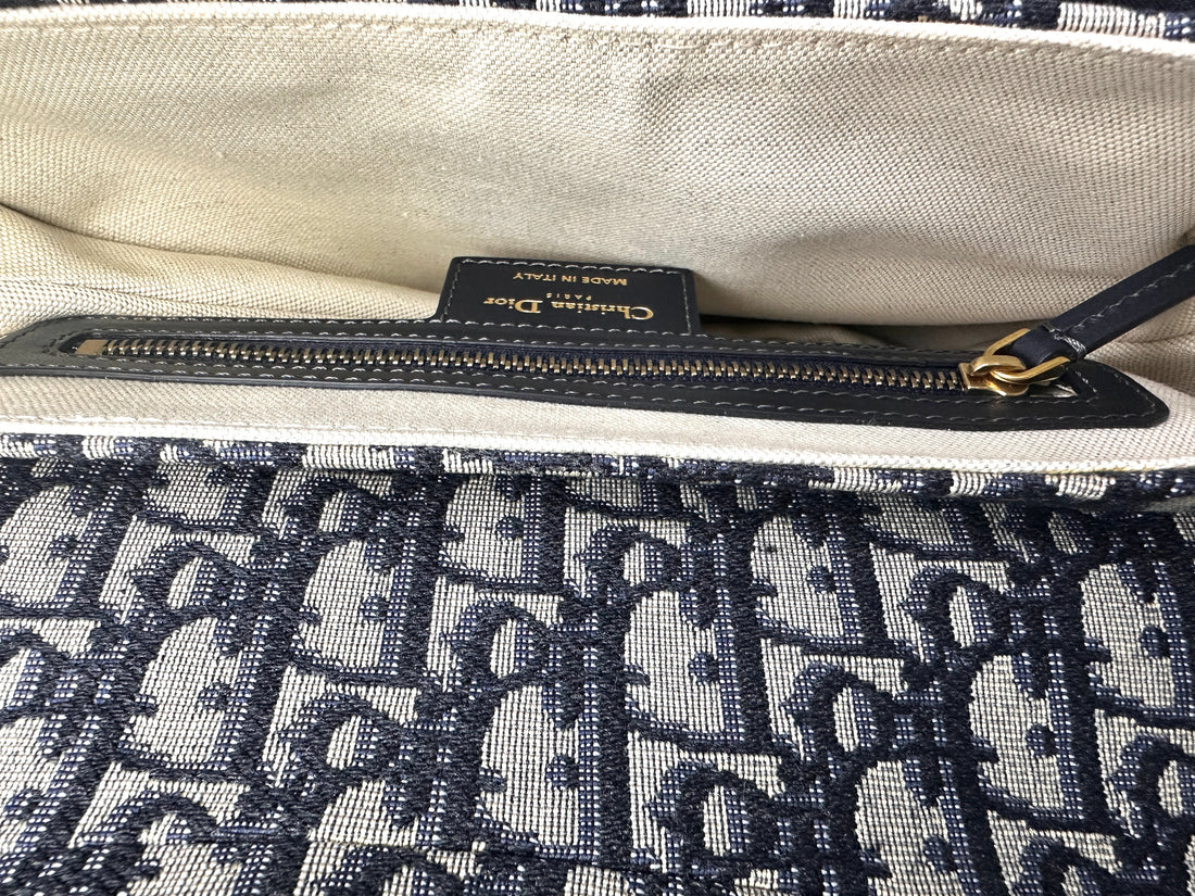 Christian Dior Oblique Black Jacquard Medium Size Saddle Bag DR637