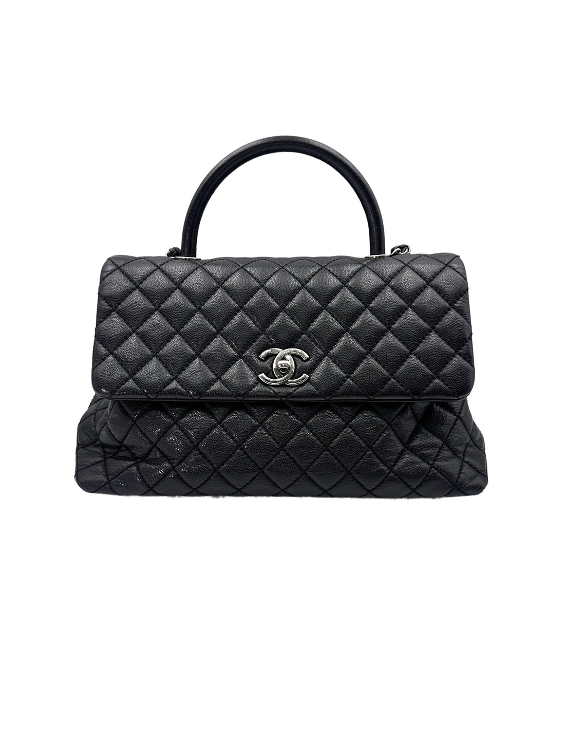 Chanel CoCo Handle Black Quilted Leather Large Size Handle Bag(22***15) IRIS121