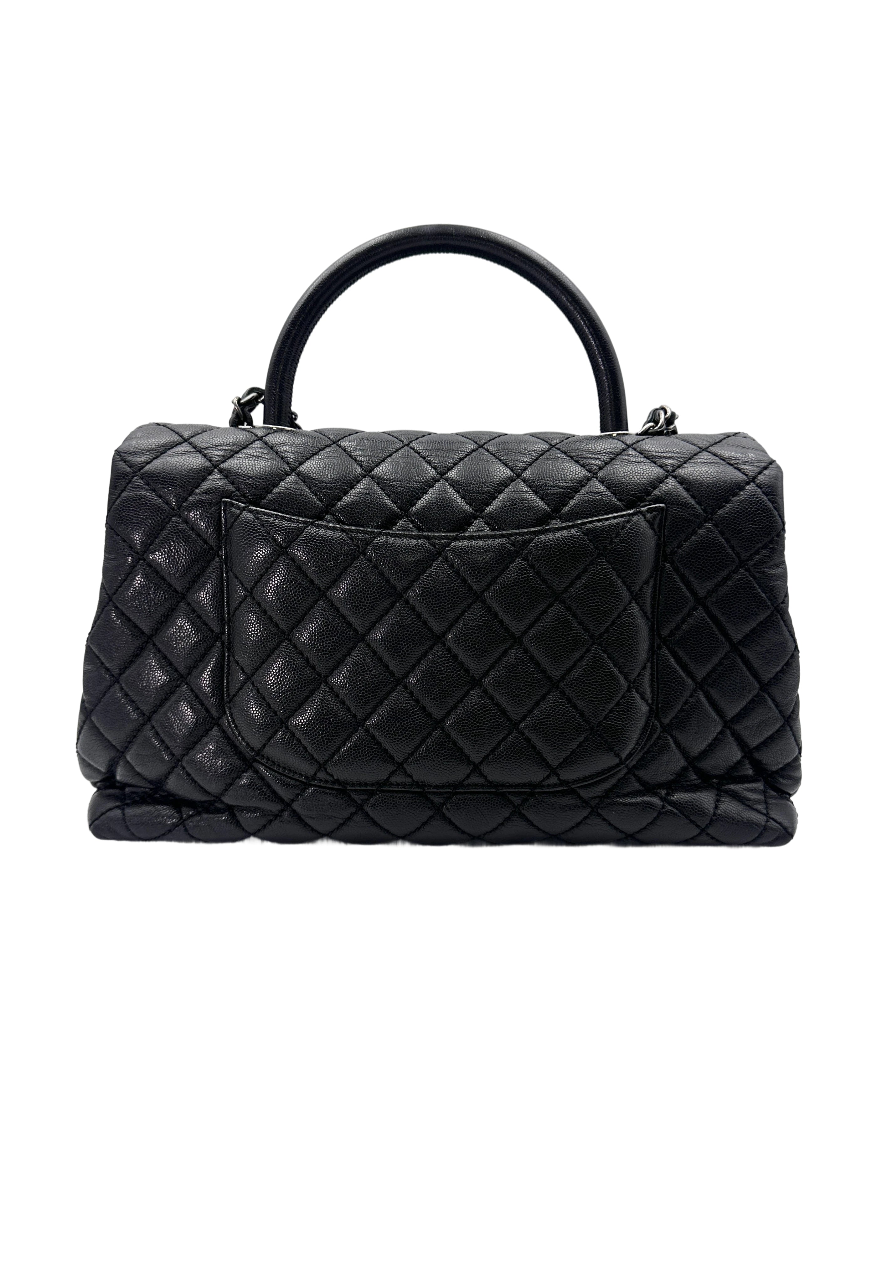 Chanel CoCo Handle Black Quilted Leather Large Size Handle Bag(22***15) IRIS121