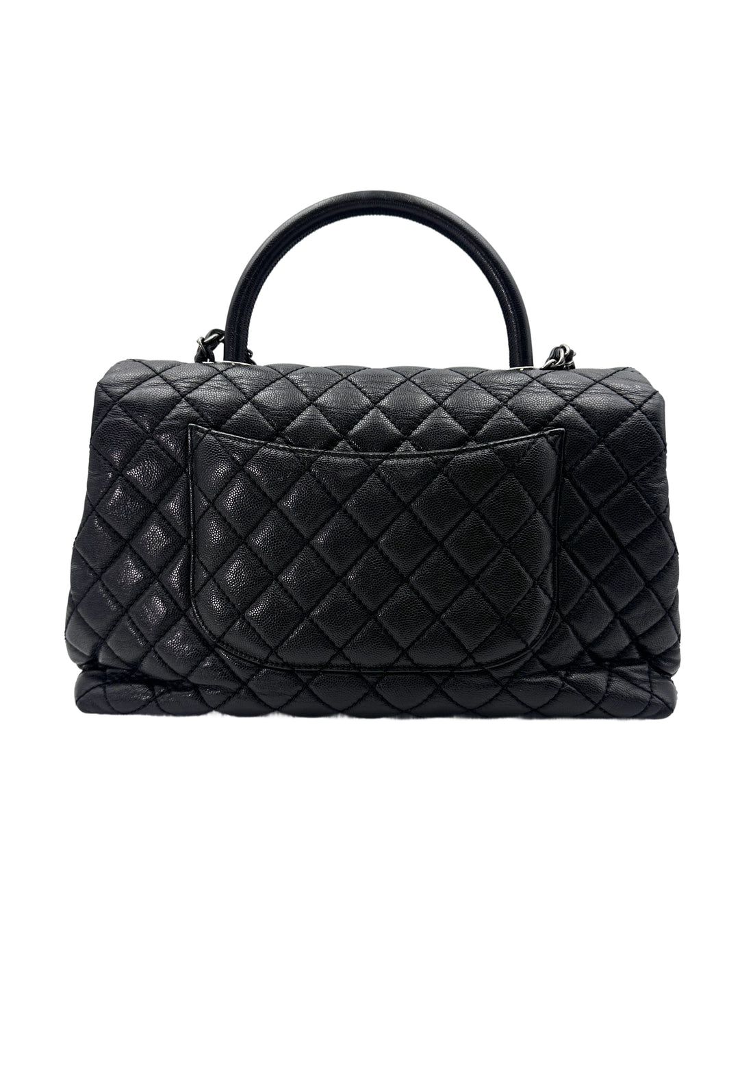 Chanel CoCo Handle Black Quilted Leather Large Size Handle Bag(22***15) IRIS121