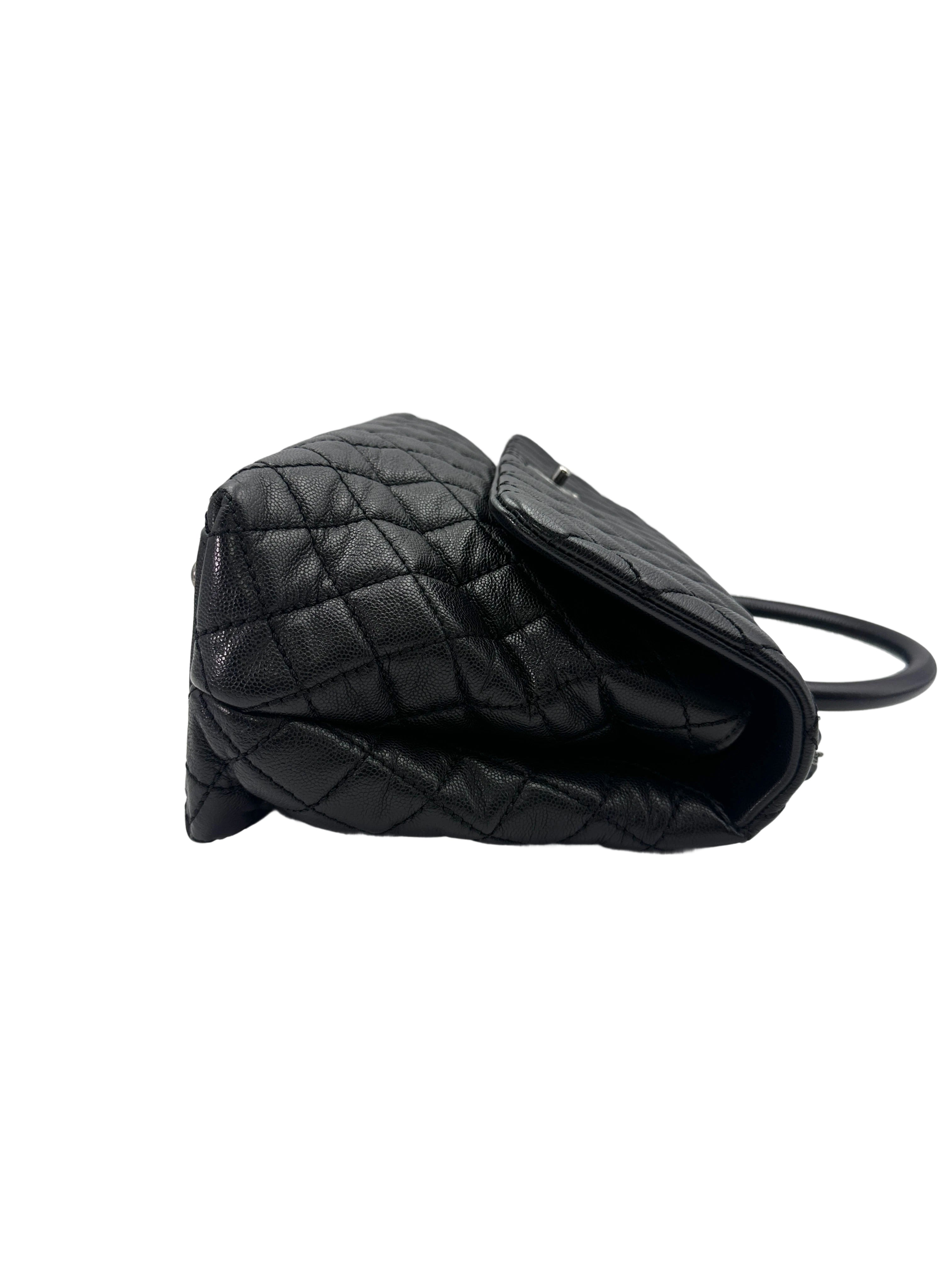 Chanel CoCo Handle Black Quilted Leather Large Size Handle Bag(22***15) IRIS121