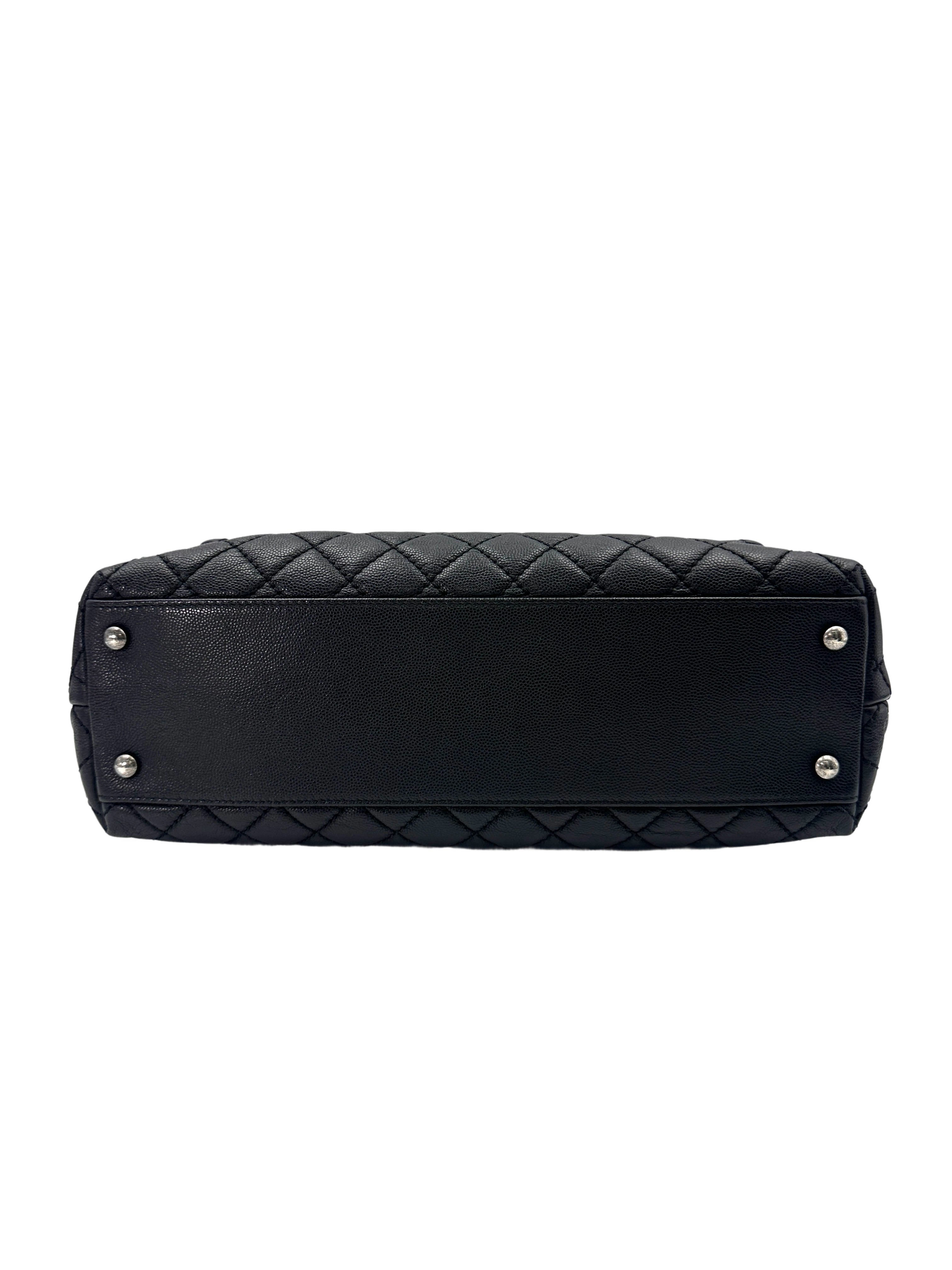 Chanel CoCo Handle Black Quilted Leather Large Size Handle Bag(22***15) IRIS121