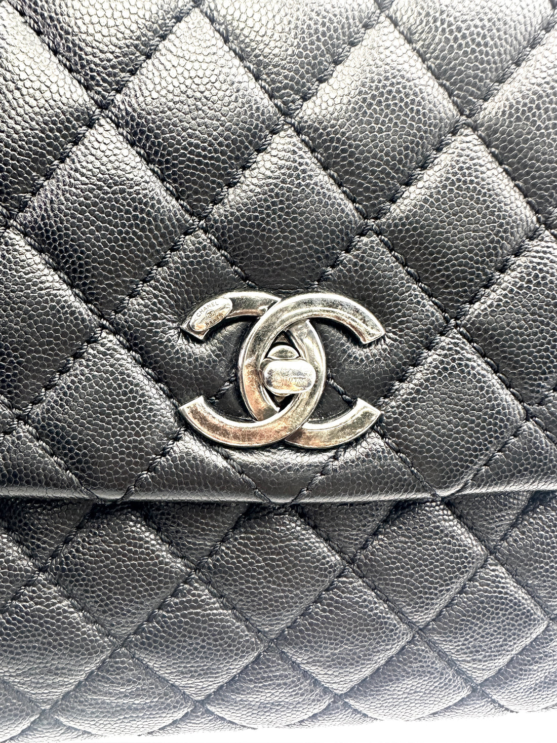 Chanel CoCo Handle Black Quilted Leather Large Size Handle Bag(22***15) IRIS121