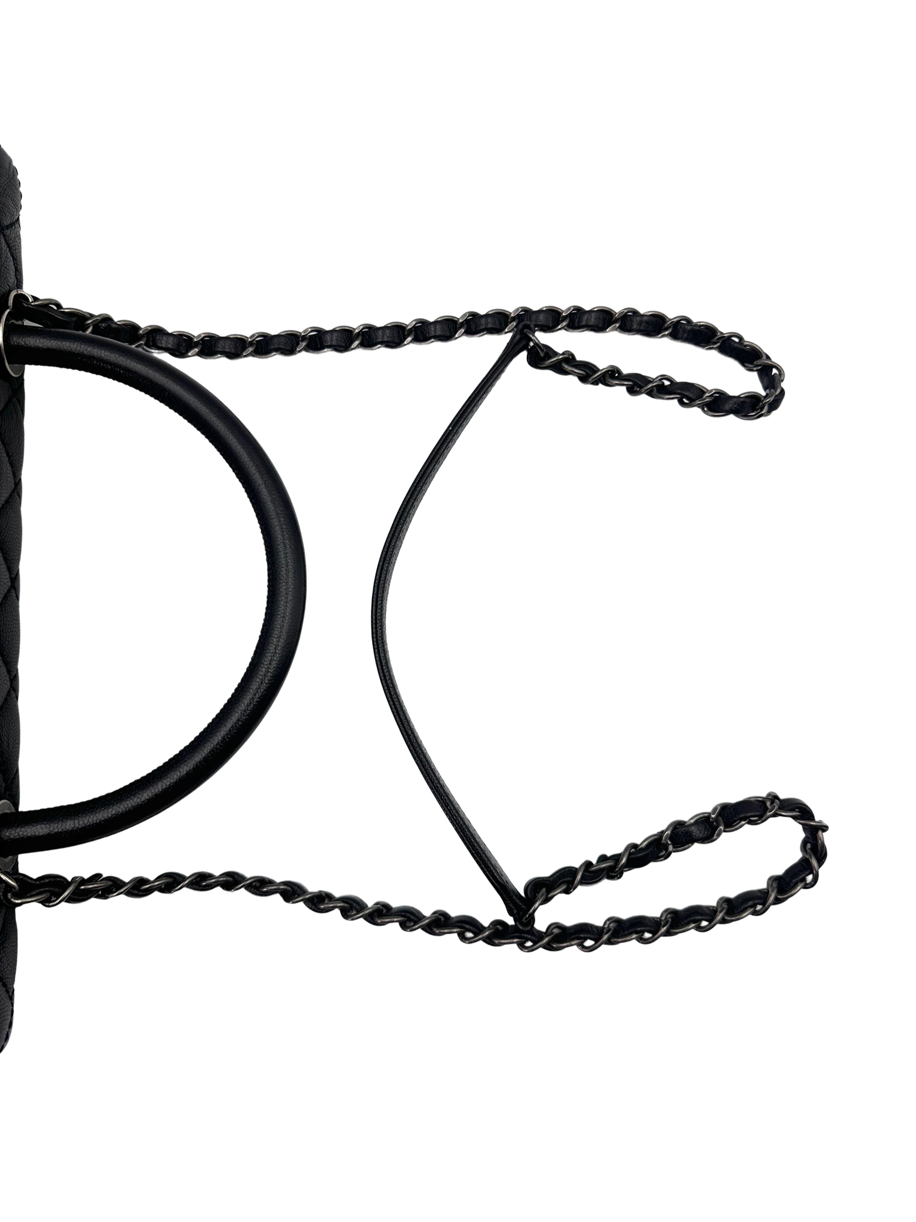 Chanel CoCo Handle Black Quilted Leather Large Size Handle Bag(22***15) IRIS121