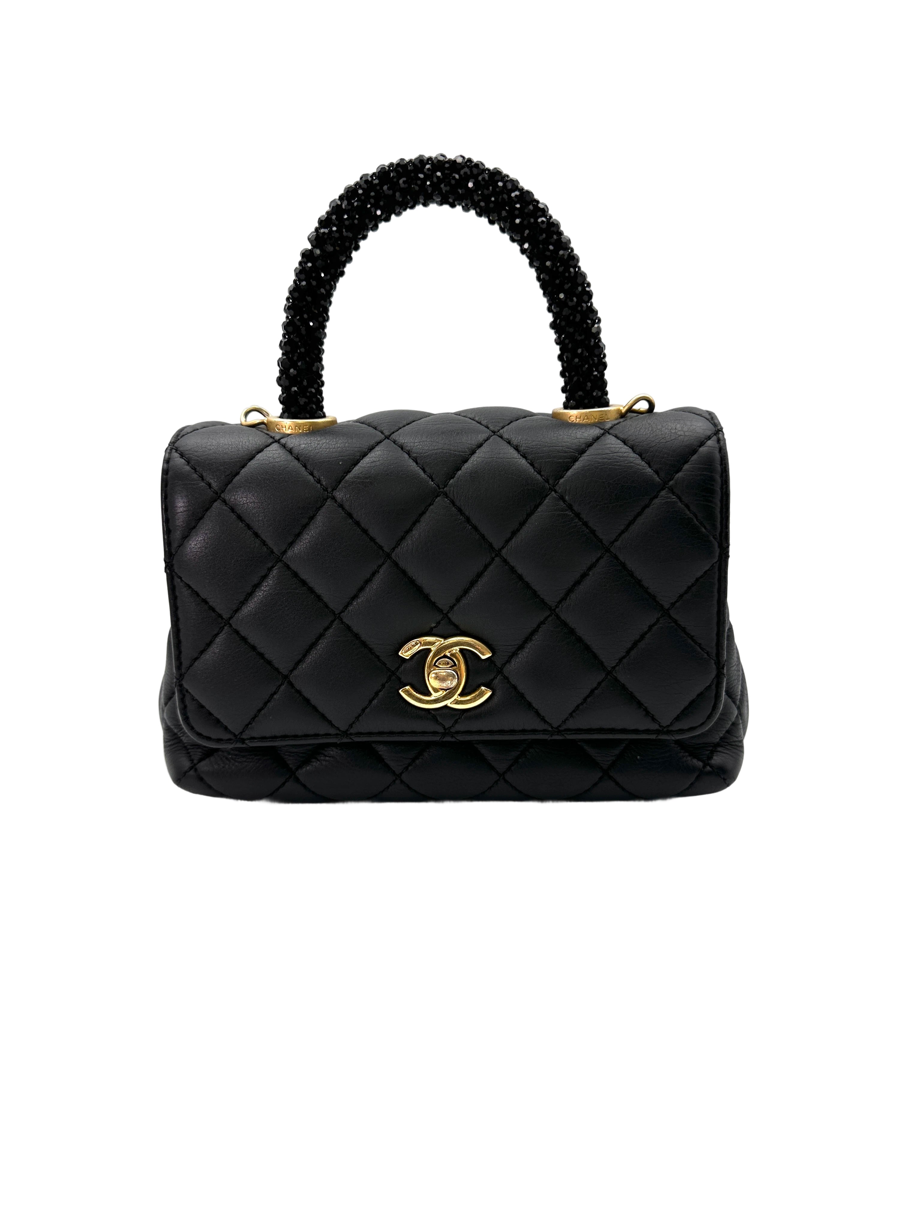 Chanel CoCo Handle Black Quilted Leather Mini Handle Bag(T8***99) CC1658