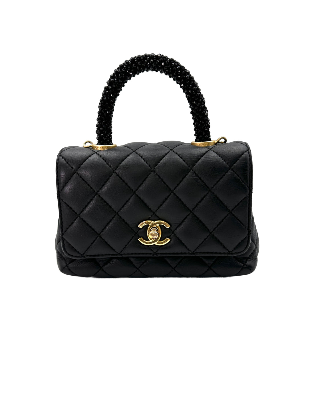 Chanel CoCo Handle Black Quilted Leather Mini Handle Bag(T8***99) CC1658