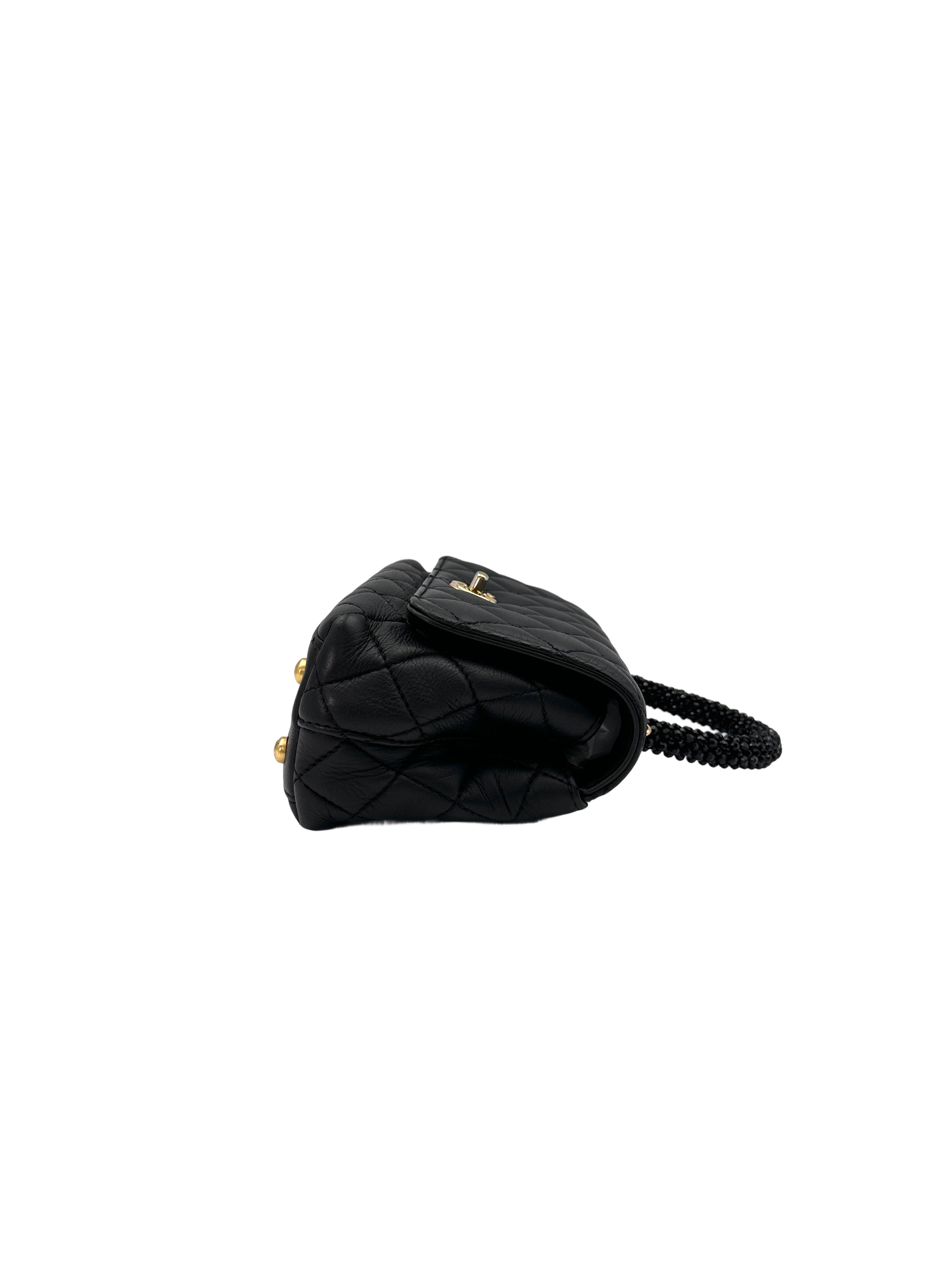 Chanel CoCo Handle Black Quilted Leather Mini Handle Bag(T8***99) CC1658