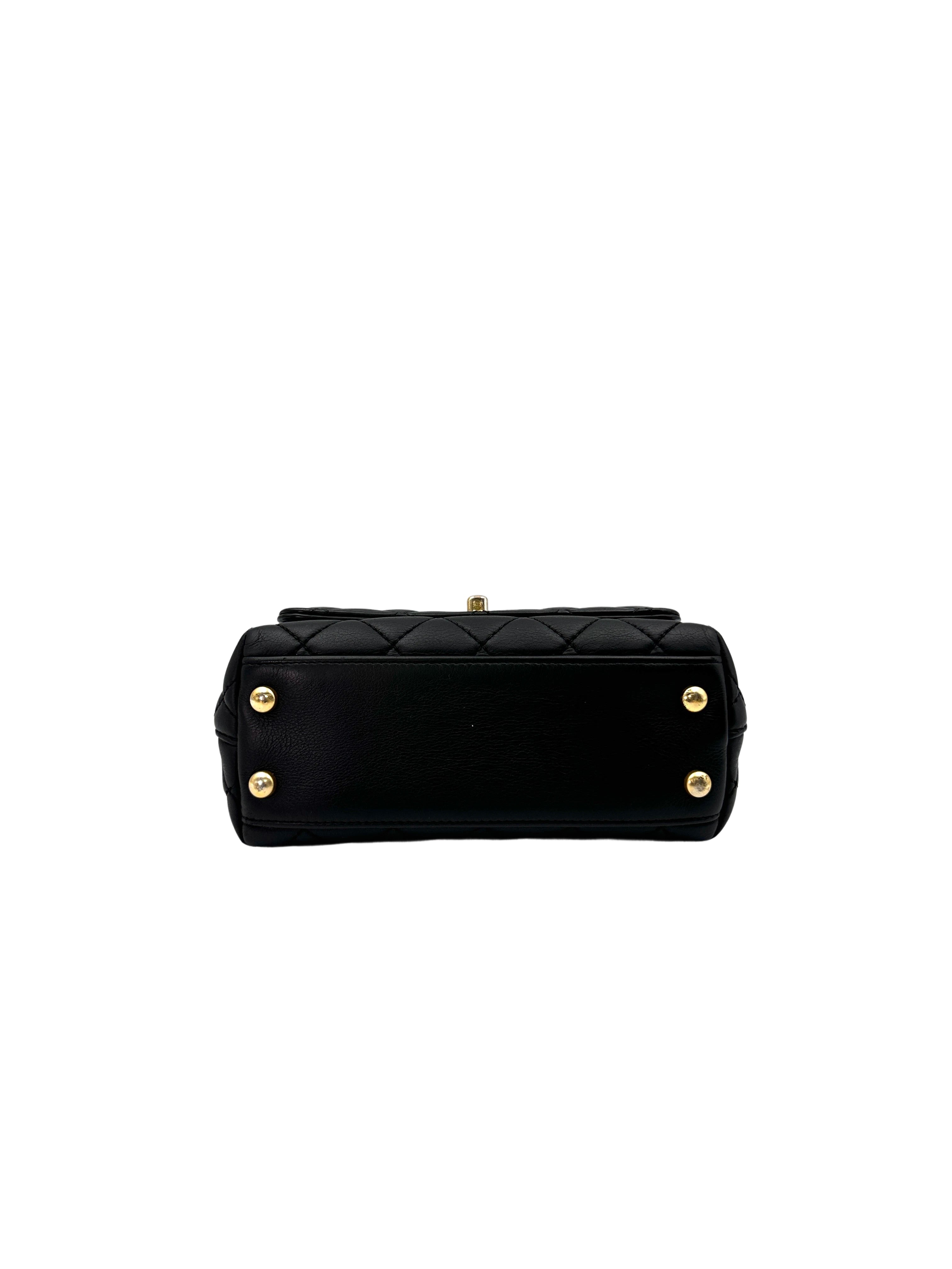 Chanel CoCo Handle Black Quilted Leather Mini Handle Bag(T8***99) CC1658