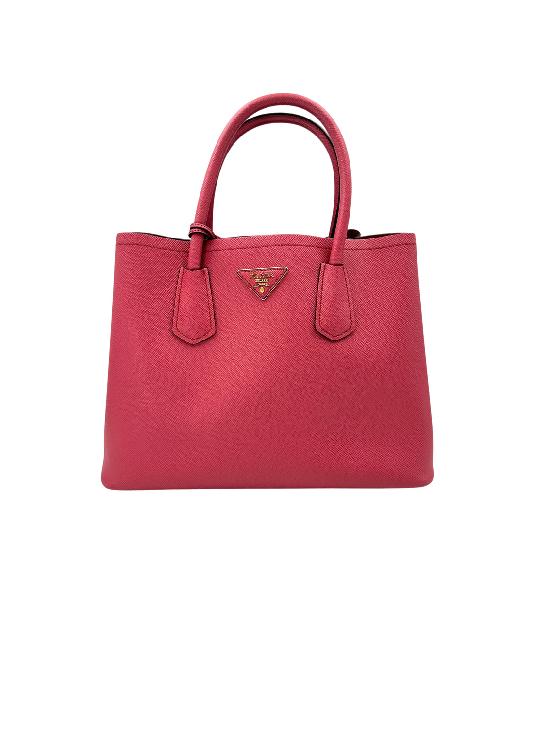 Prada Pink Saffiano Cuir Double Tote Handle Bag PR251