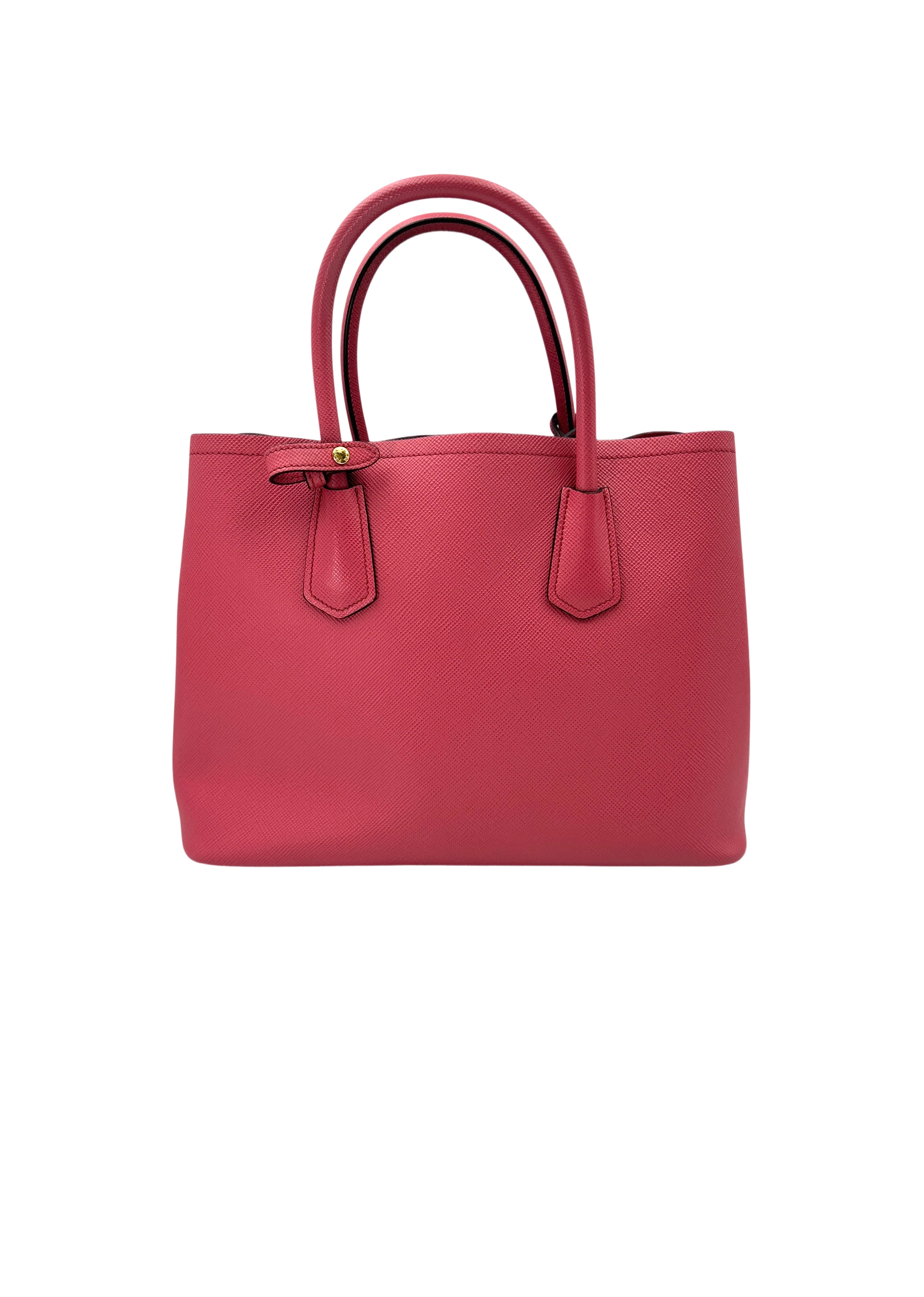 Prada Pink Saffiano Cuir Double Tote Handle Bag PR251