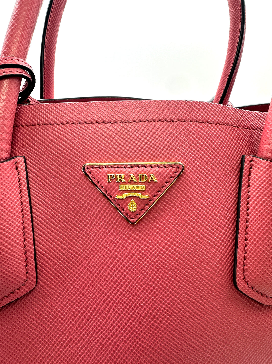 Prada Pink Saffiano Cuir Double Tote Handle Bag PR251