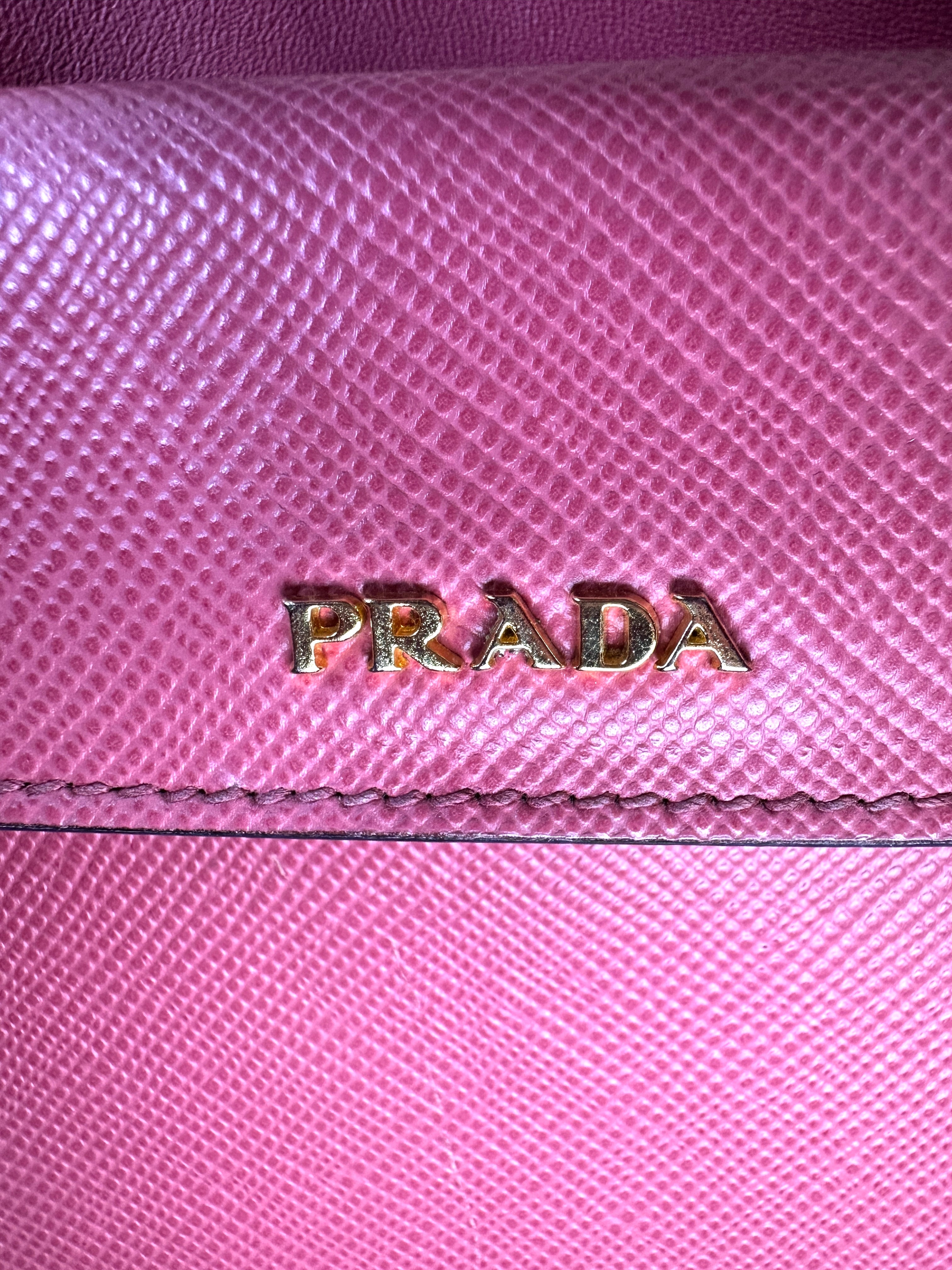 Prada Pink Saffiano Cuir Double Tote Handle Bag PR251