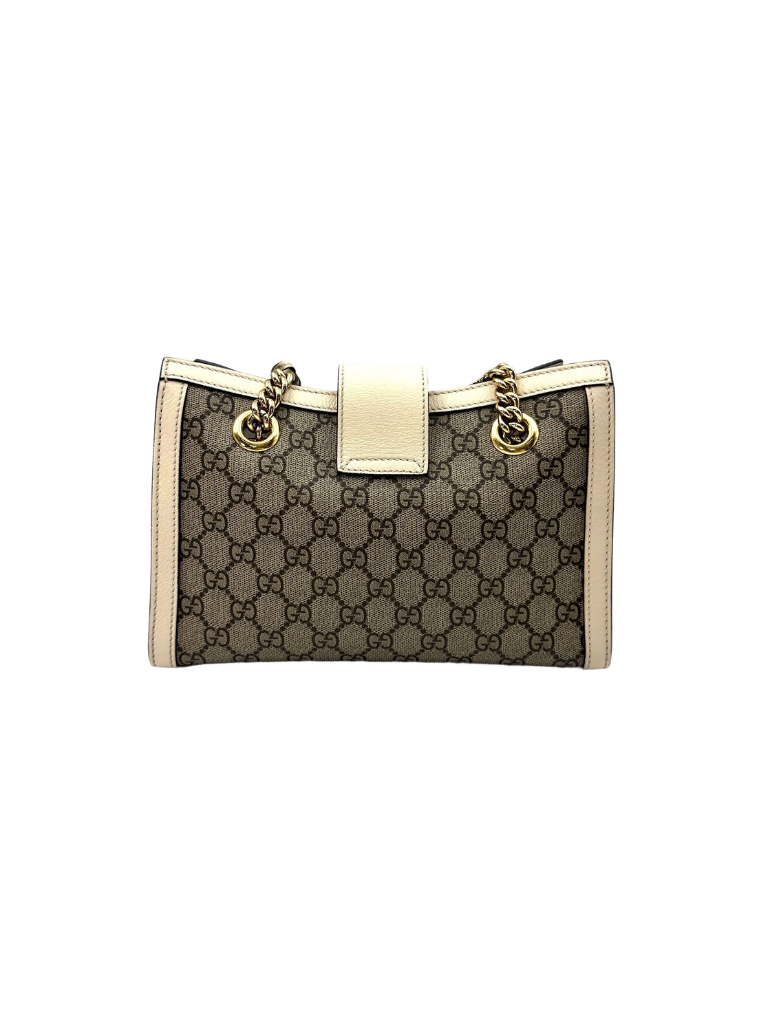 Gucci Padlock GG Supreme Shoulder Bag With White Leather Trim GG826